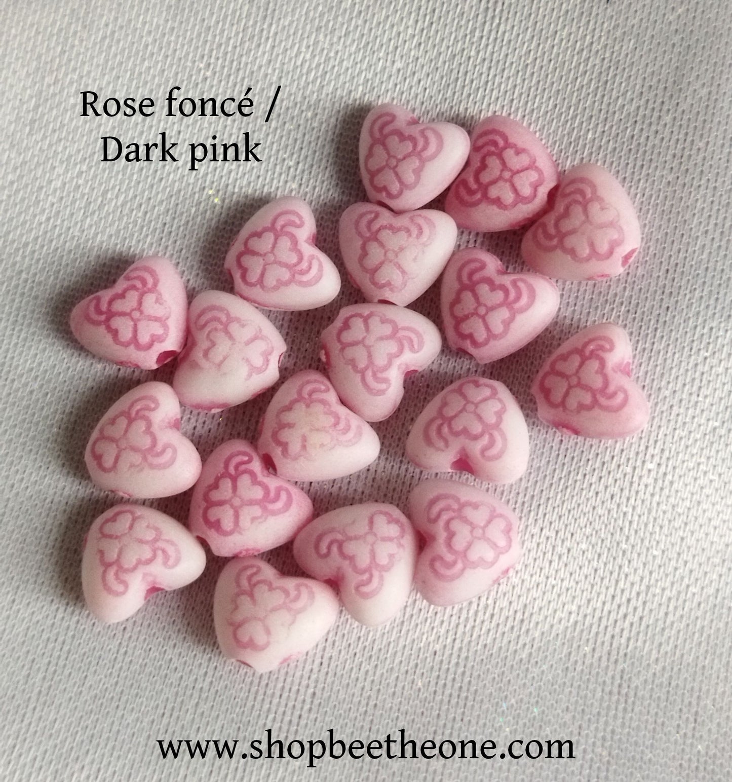 Perle mini coeur imprimé en résine - 7 mm - 9 coloris