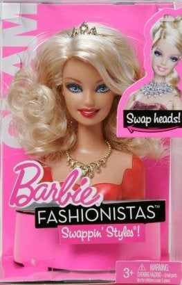 Barbie Fashionistas Swappin' Styles - Glam - Mattel 2010 - Tête et socle