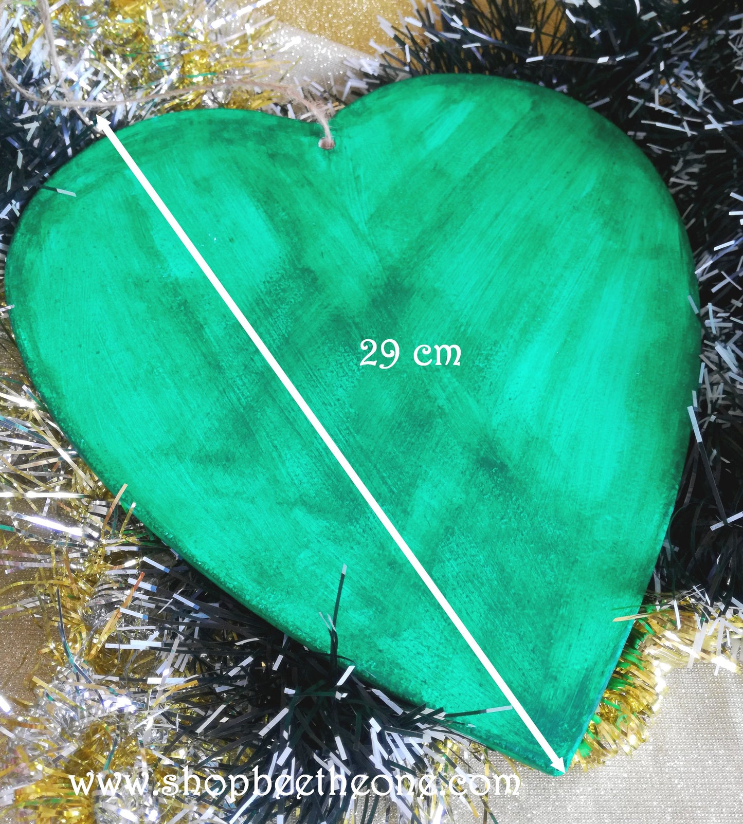 Grand coeur de Noël en bois et peint à la main - Marque Zambara