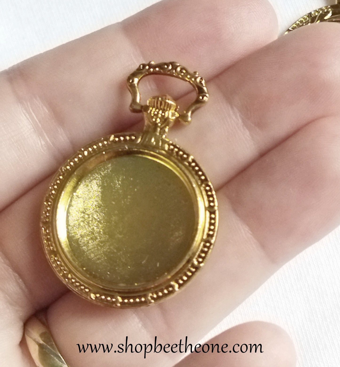 Support pour médaillon "Montre à gousset" - base pour cabochon 20 mm - doré