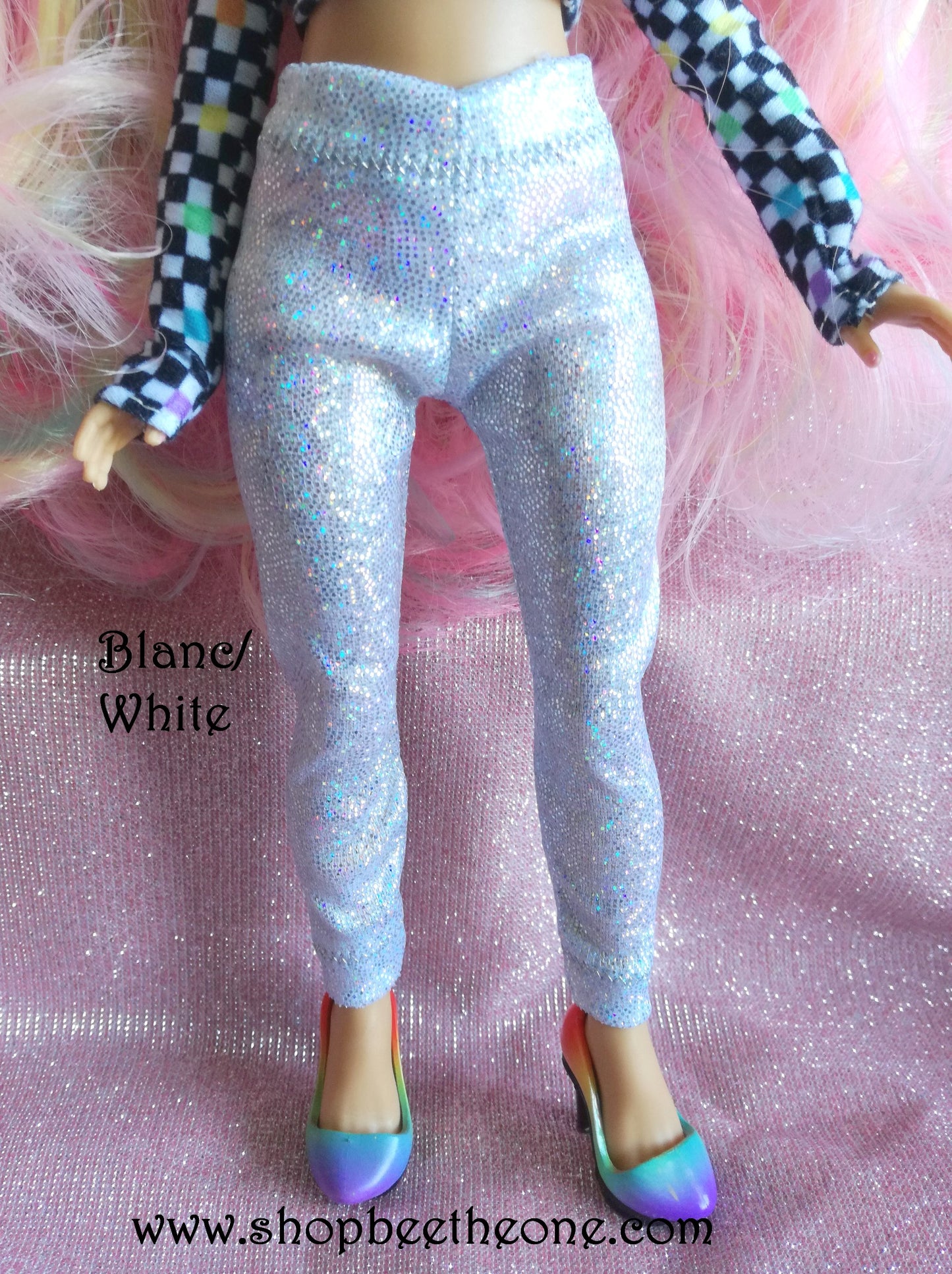 Pantalon collant leggings long imprimé holographique pour poupées Rainbow High - 8 coloris - Collection Basics - par Bee the One