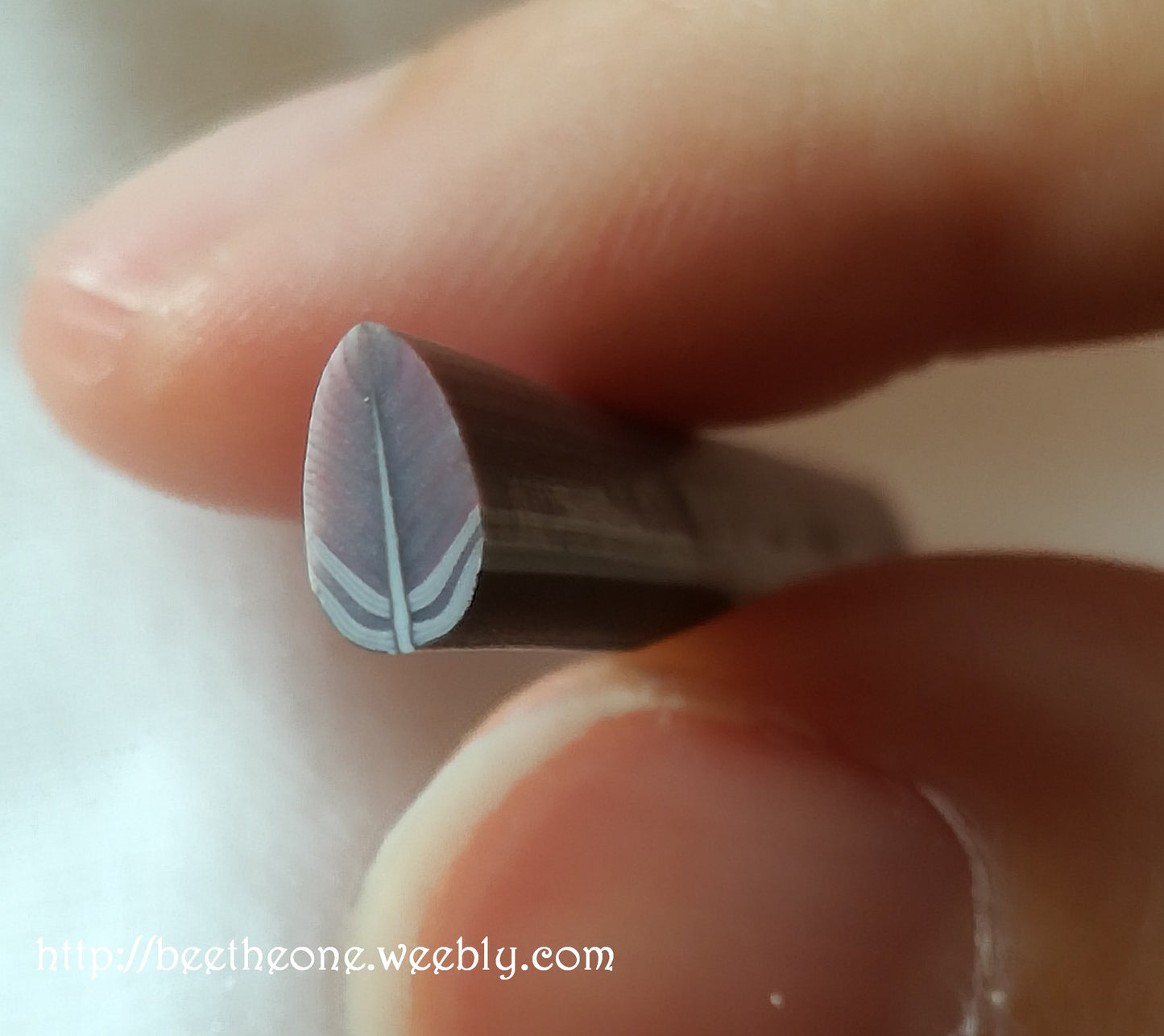 Canne Bâton Fimo Pâte Polymère - Plume d'oiseau violet/gris