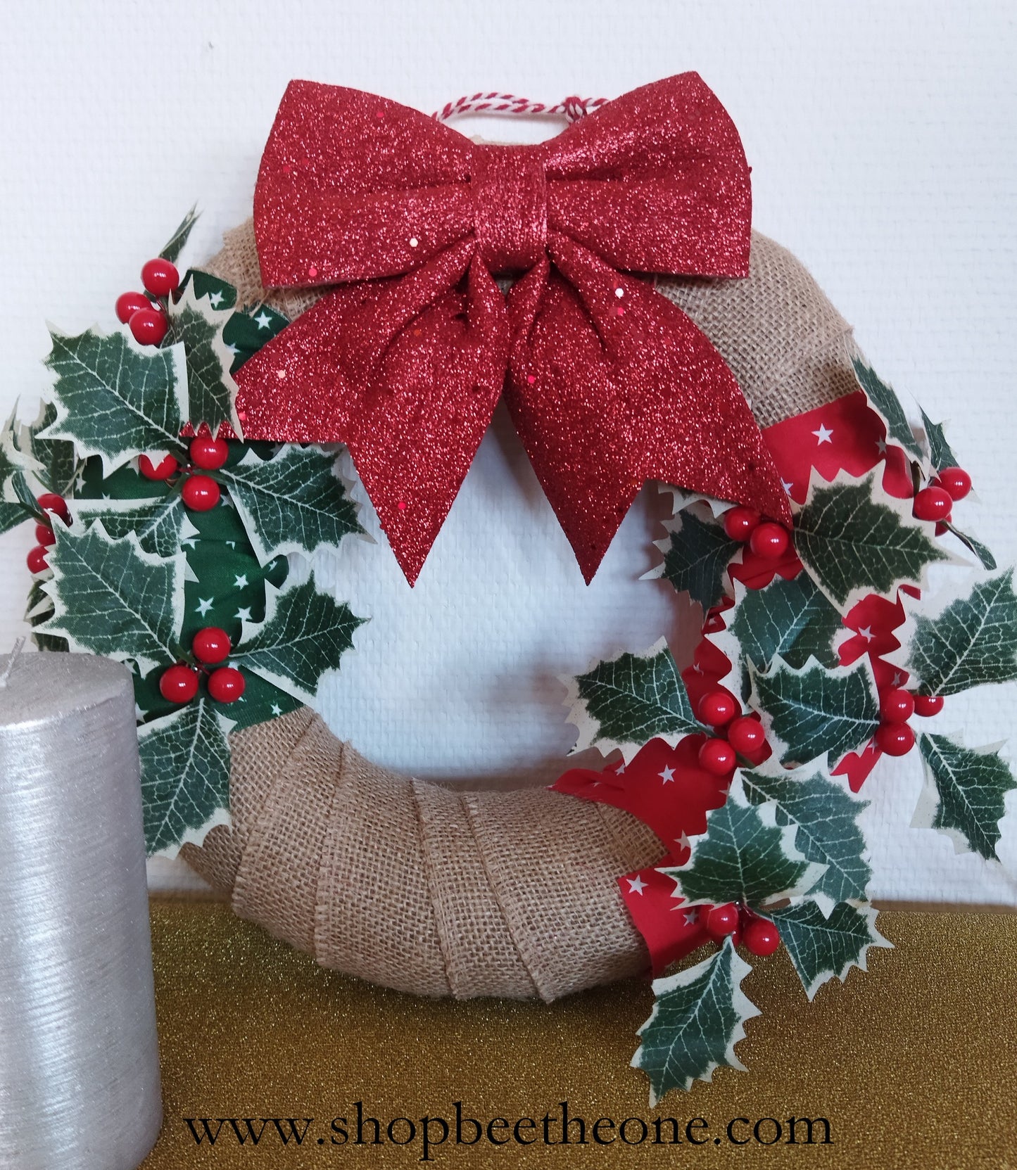 Couronne de Noël décorative à suspendre "Noël nature"