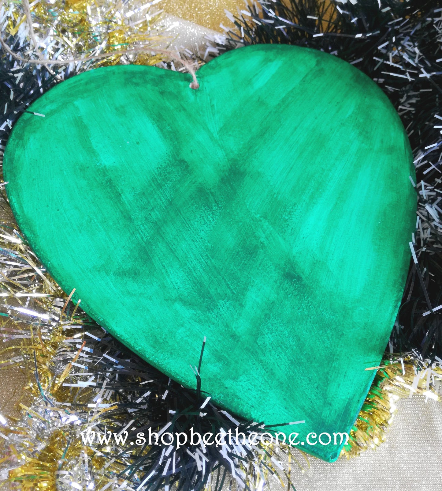 Grand coeur de Noël en bois et peint à la main - Marque Zambara