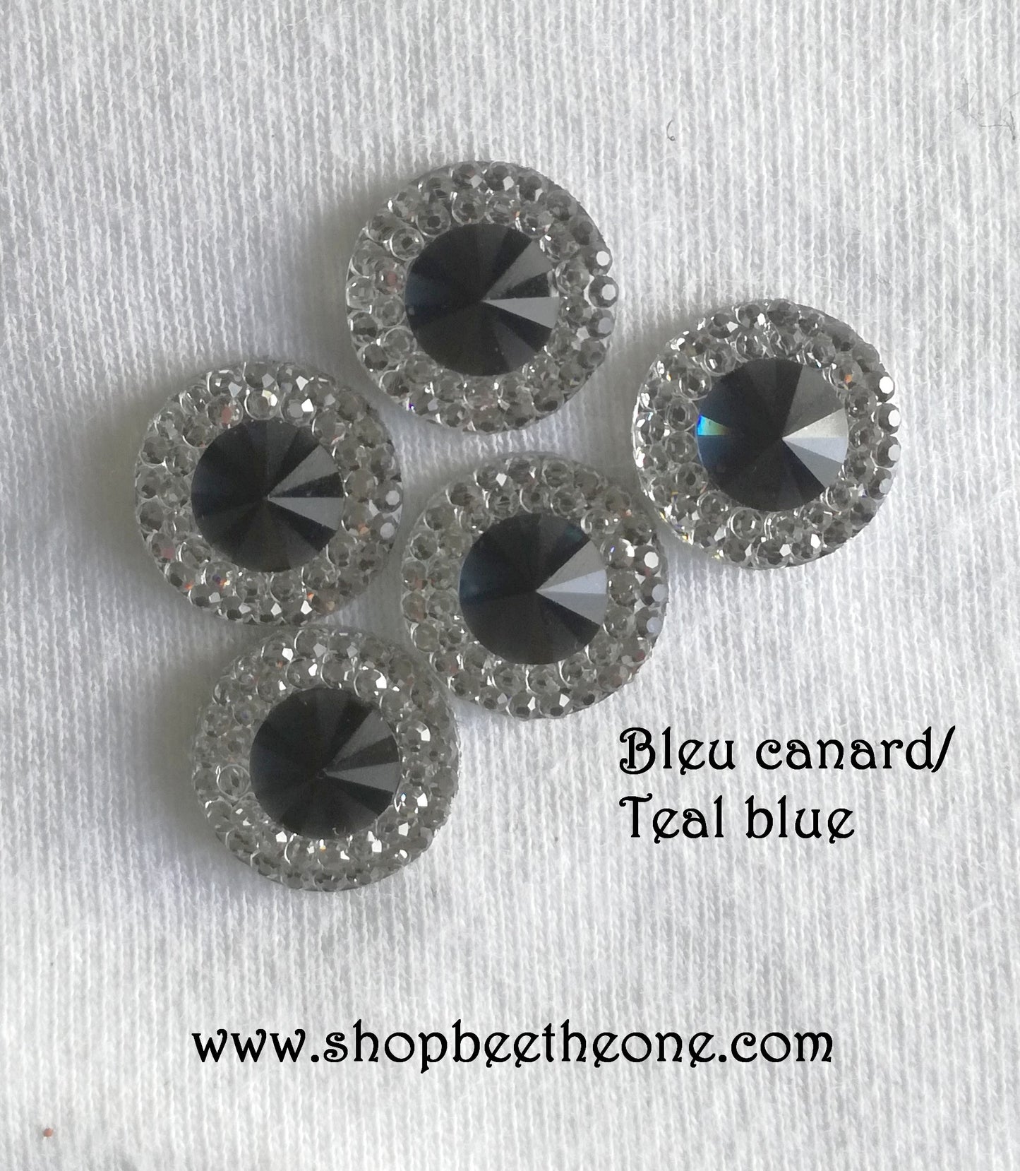 Cabochon rond strass avec pierre colorée - 10 mm ou 12 mm - 12 coloris