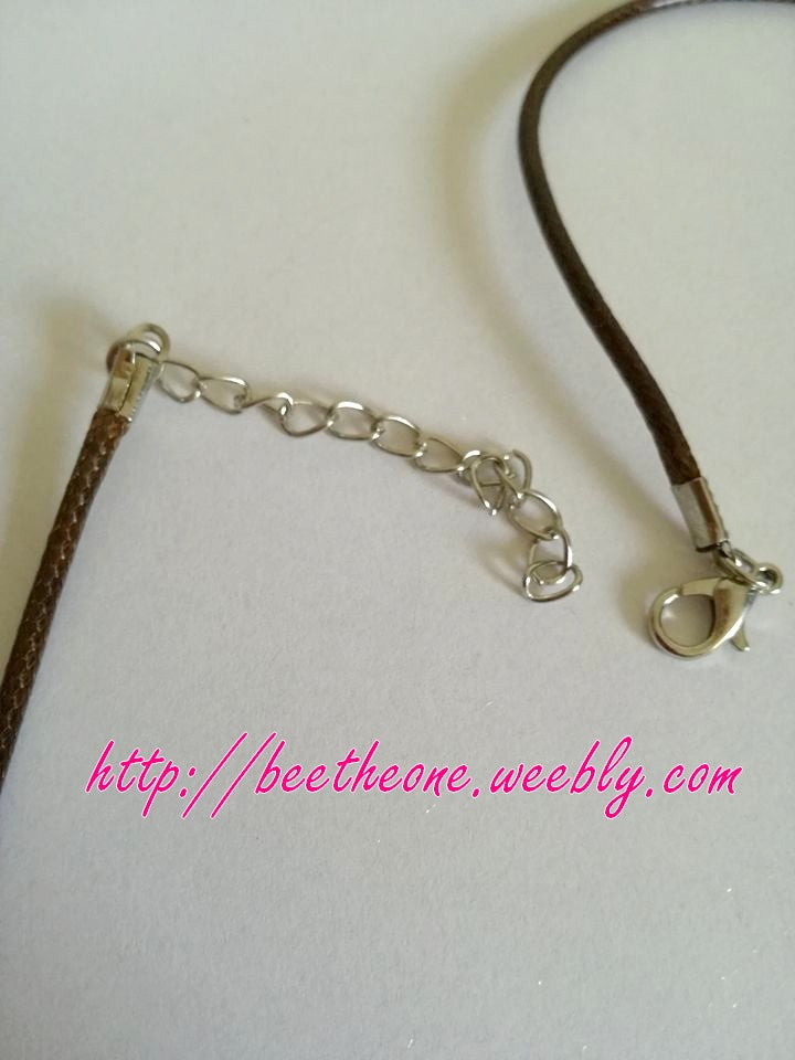 Collier ras-de-cou en coton ciré avec fermoir - Marron foncé