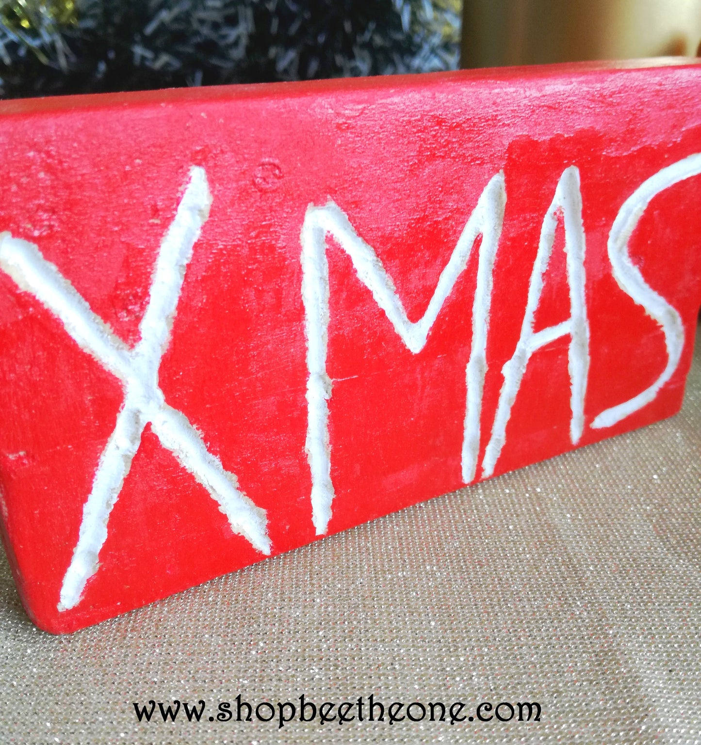Petit panneau de bois gravé "XMAS" - Surcyclage/Upcycling - Marque Zambara