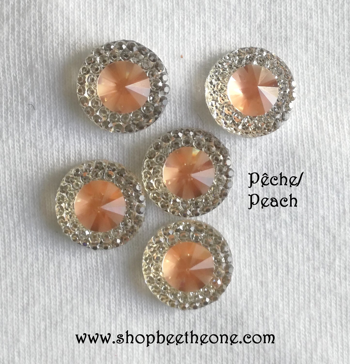 Cabochon rond strass avec pierre colorée - 10 mm ou 12 mm - 12 coloris
