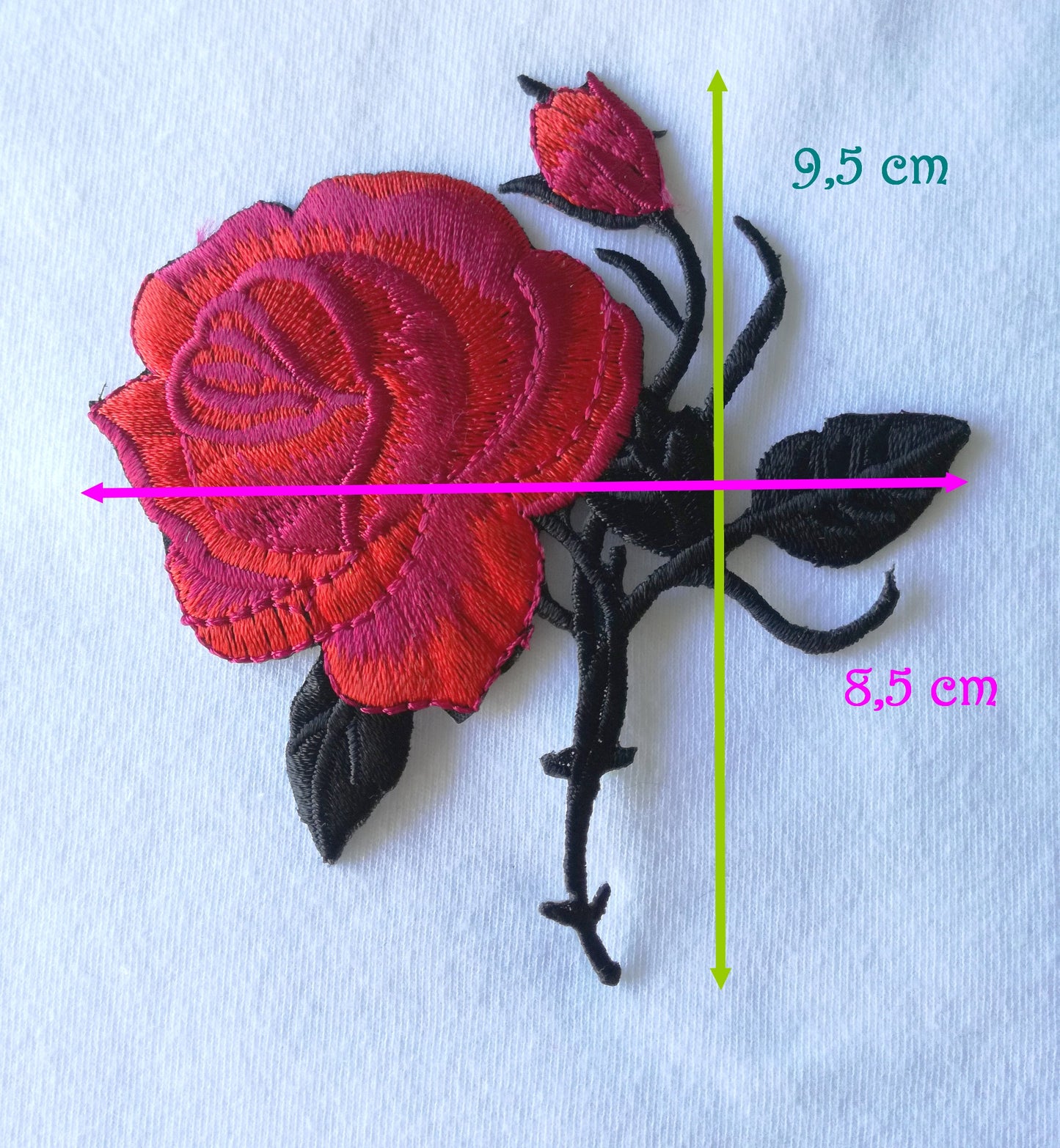 Applique écusson patch thermocollant fleur Grande Rose (à coudre ou repasser) - 11 coloris au choix