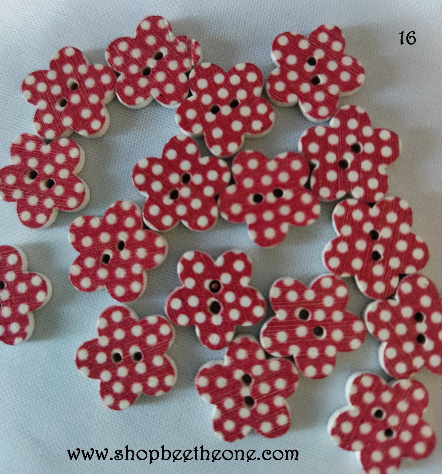 Bouton "Petite Fleur à pois" en bois - 16 coloris disponibles