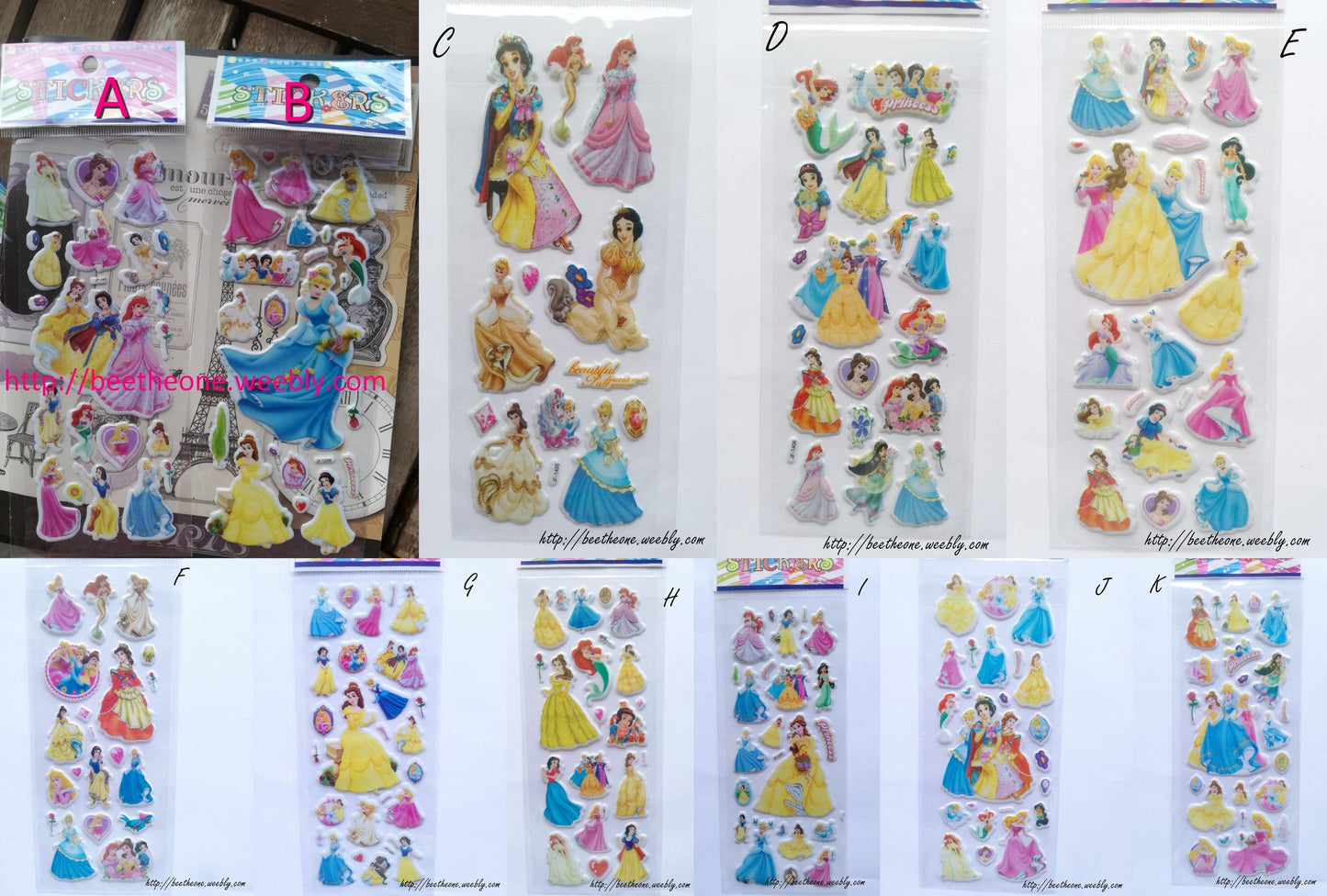 Planche de Stickers Princesses - 11 modèles