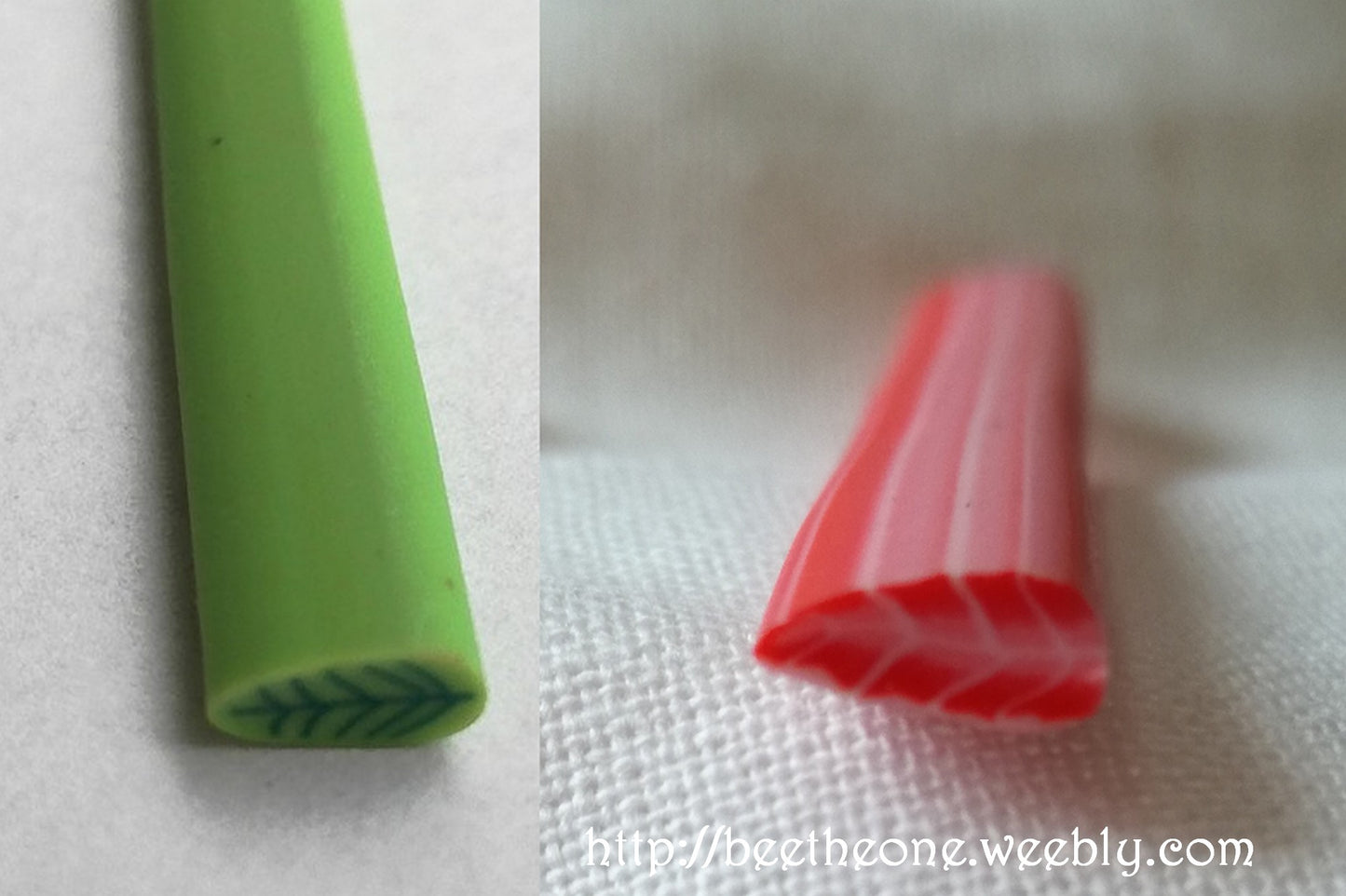 Canne Bâton Fimo Pâte Polymère - Plume longue effilée avec nervure (2 coloris)
