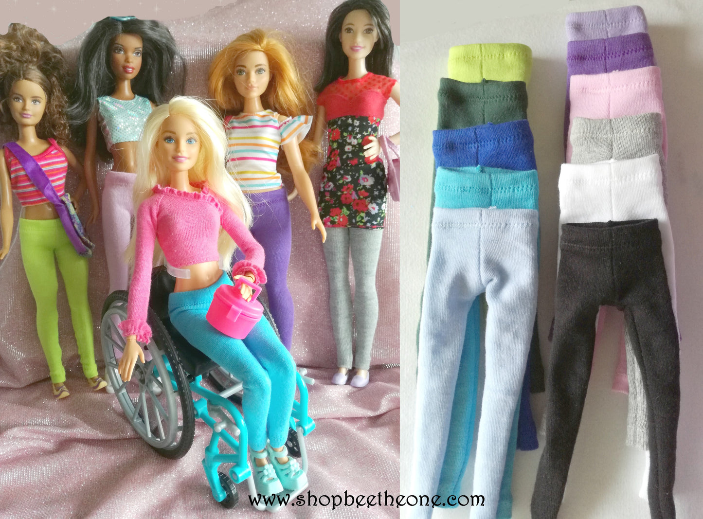 Pantalon collant leggings long pour poupées Barbie - 11 couleurs - 4 tailles - Collection Basics - par Bee the One