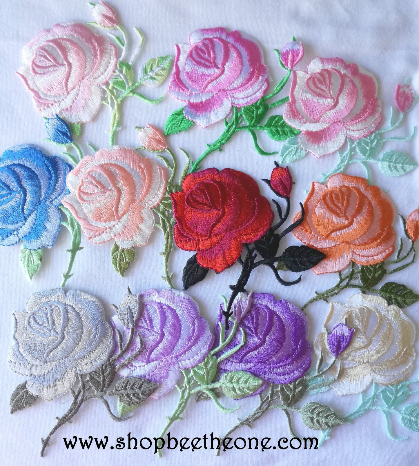Applique écusson patch thermocollant fleur Grande Rose (à coudre ou repasser) - 11 coloris au choix