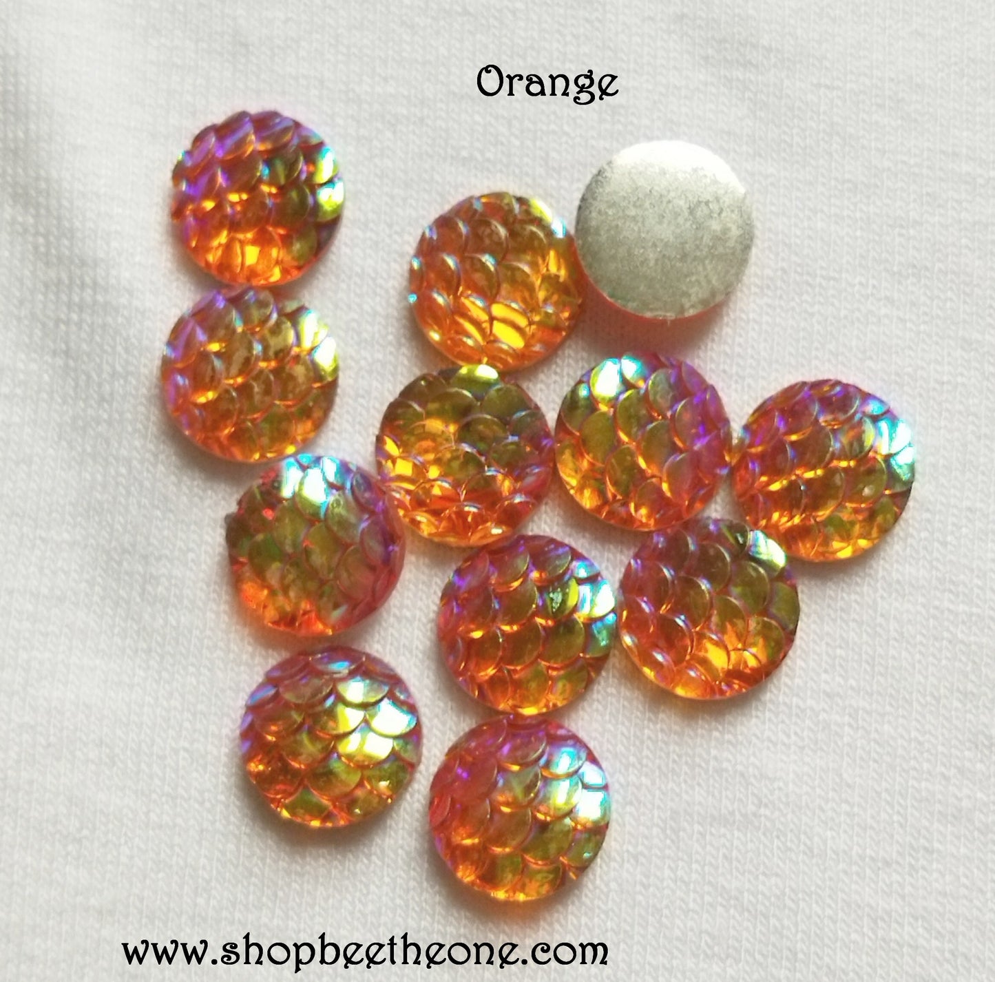 Cabochon strass demi-perle rond Ecaille de sirène/dragon nuancier irisé brillant - 10 mm - 8 coloris