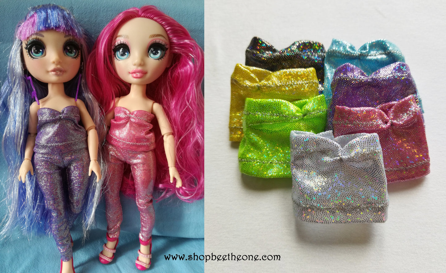 Bustier sirène imprimé holographique pour poupées Rainbow High - 7 coloris - Collection Basics - par Bee the One