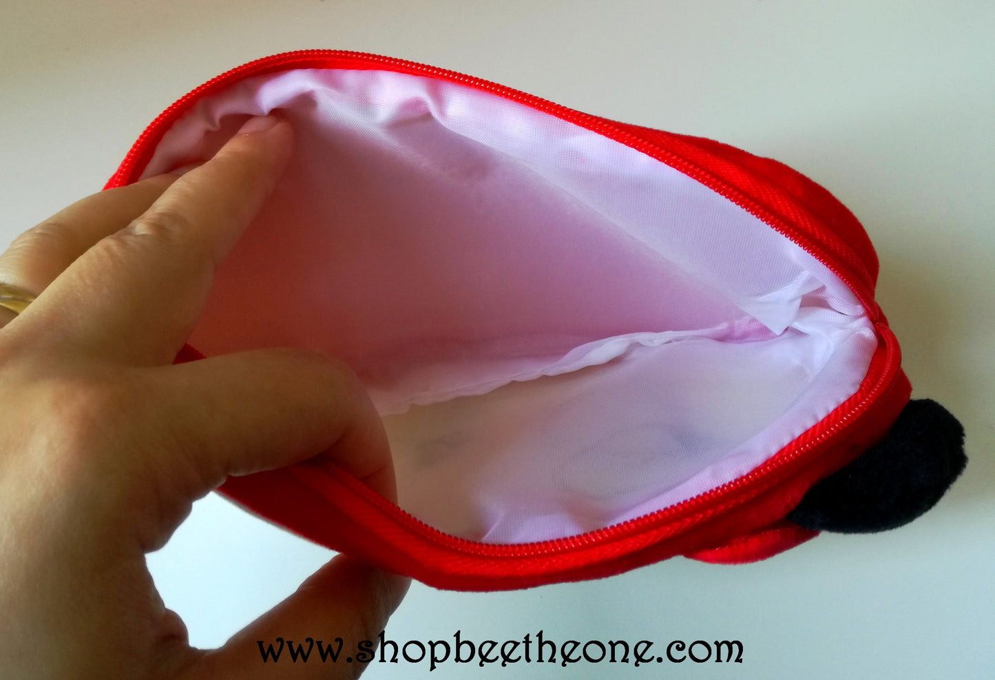Trousse de rangement plate kawaii Panda noeud rouge