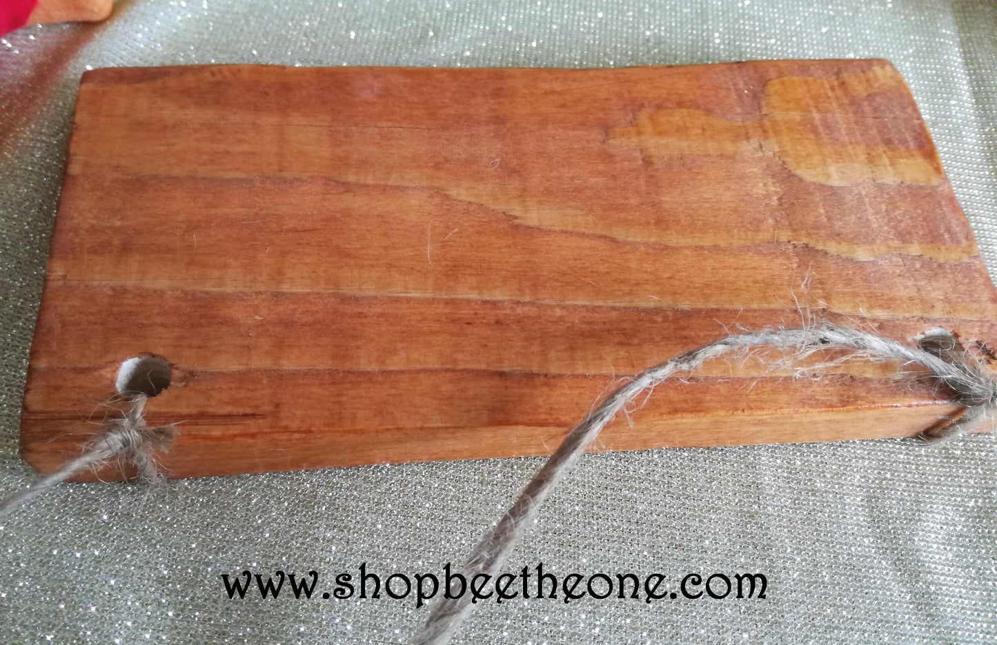 Petit panneau de bois pyrogravé motifs de Noël à accrocher - Surcyclage/Upcycling - Marque Zambara