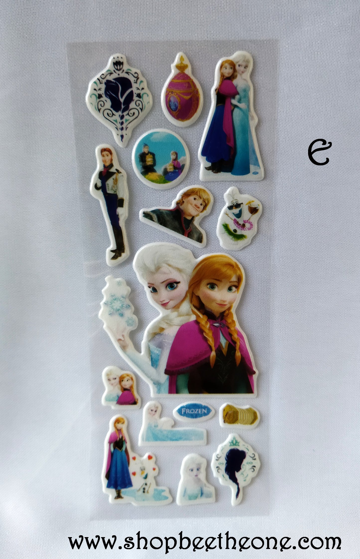 Planche de stickers autocollants en relief La Reine des Neiges - 5 modèles
