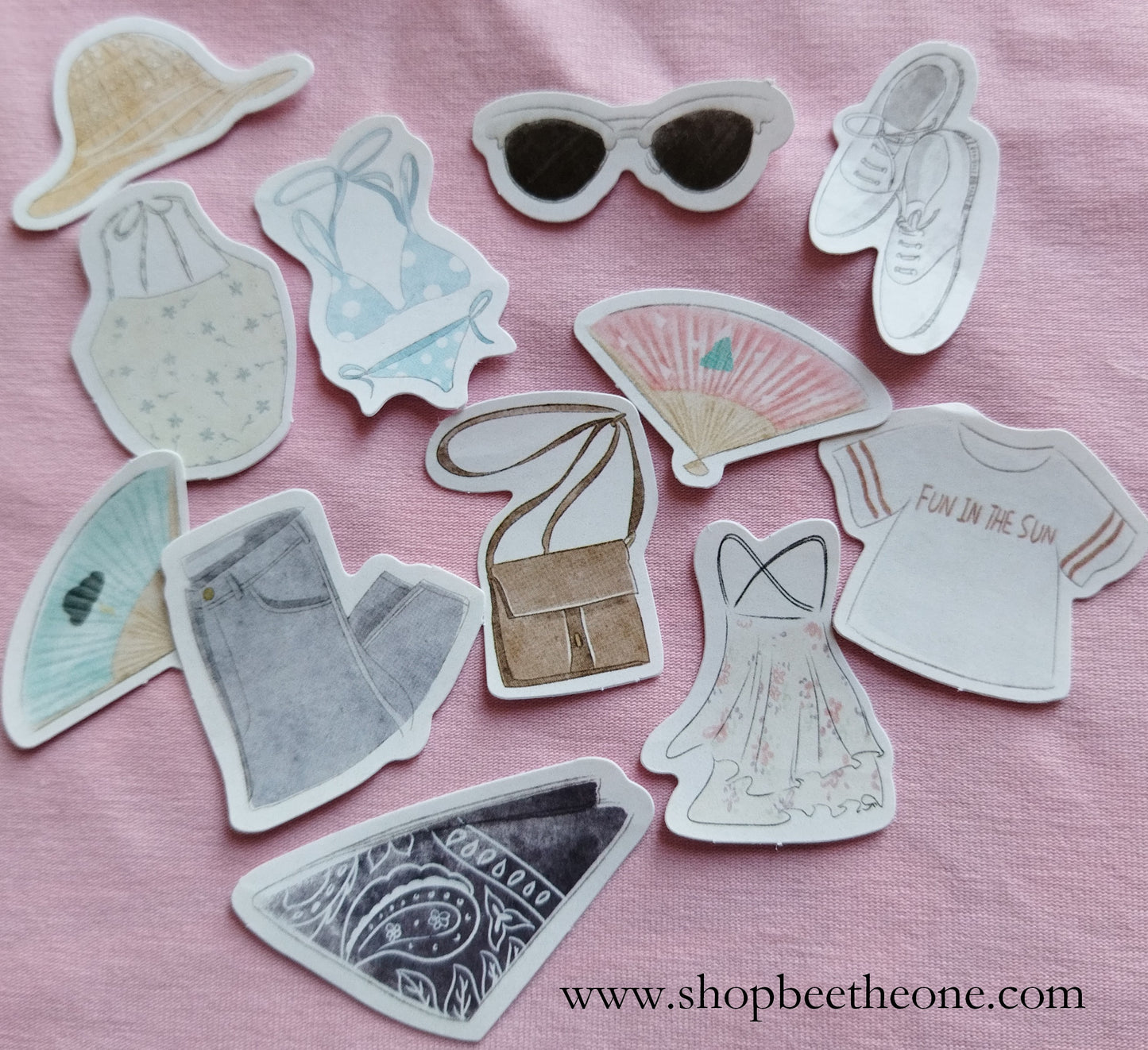 Sticker autocollant "Vêtements d'été" sur papier glacé - 12 modèles