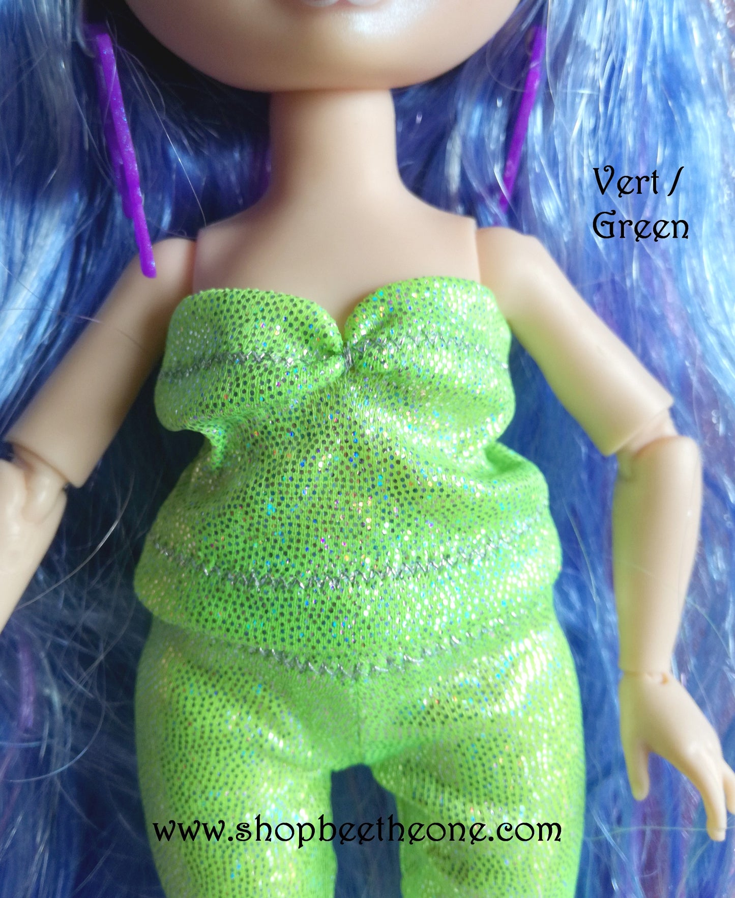 Bustier sirène imprimé holographique pour poupées Rainbow High - 7 coloris - Collection Basics - par Bee the One