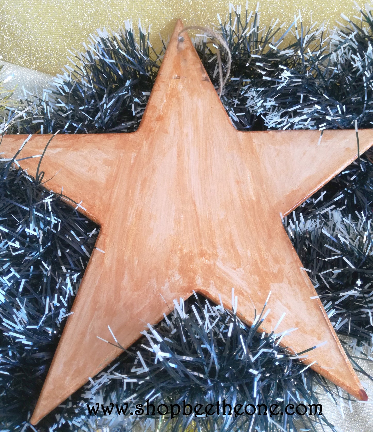 Grande étoile de Noël en bois pyrogravée - Marque Zambara