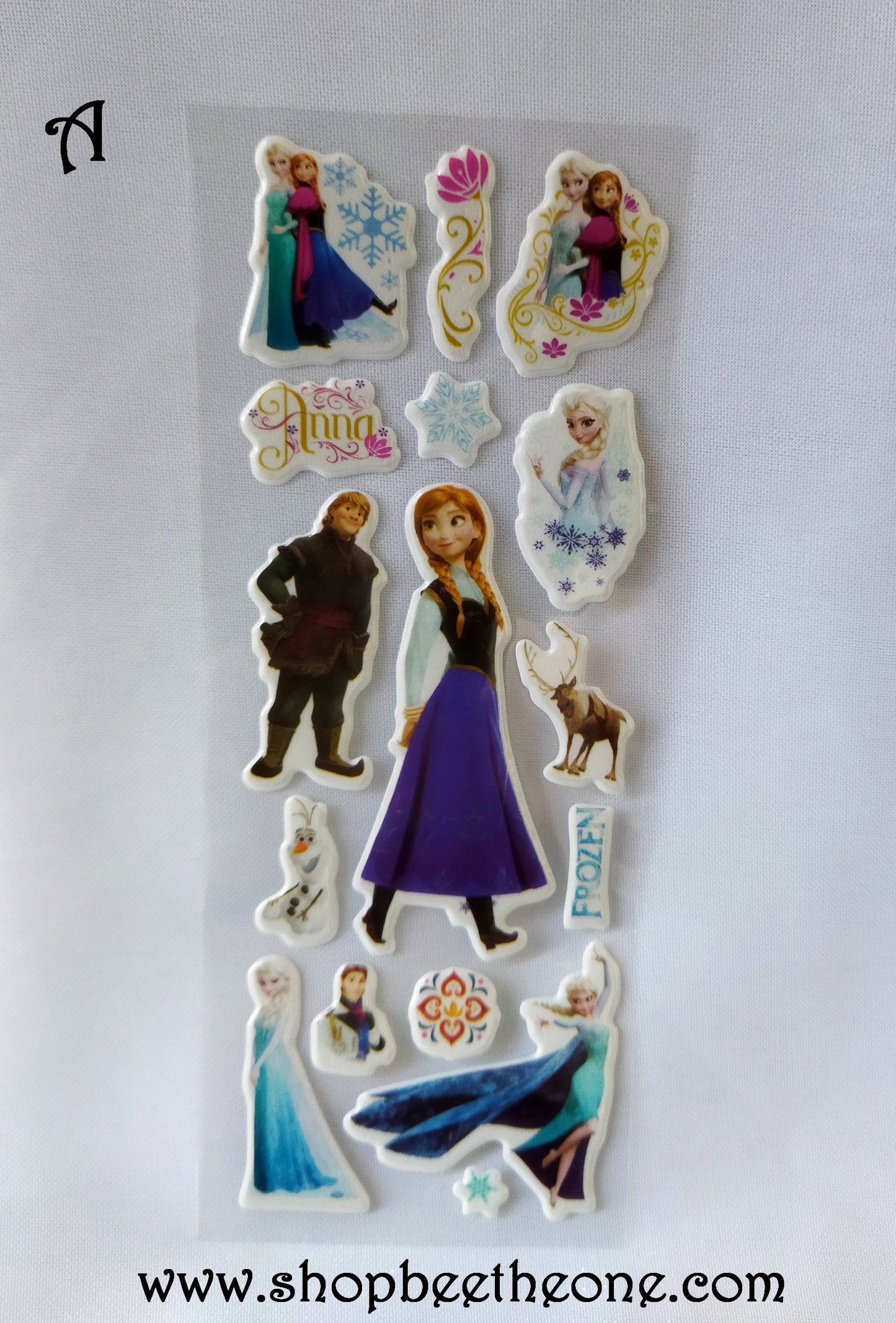 Planche de stickers autocollants en relief La Reine des Neiges - 5 modèles