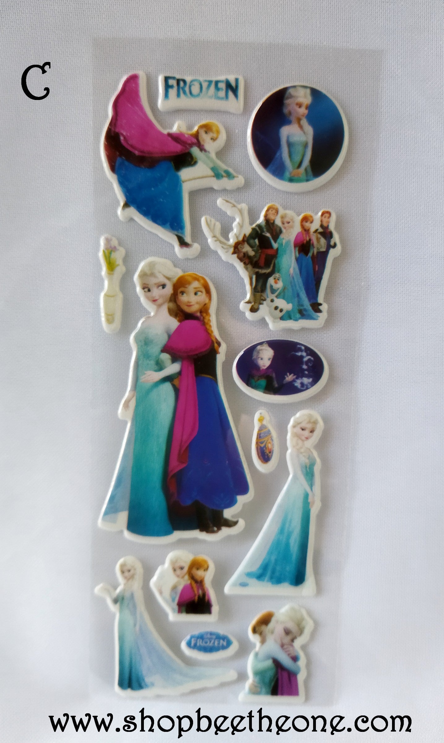 Planche de stickers autocollants en relief La Reine des Neiges - 5 modèles