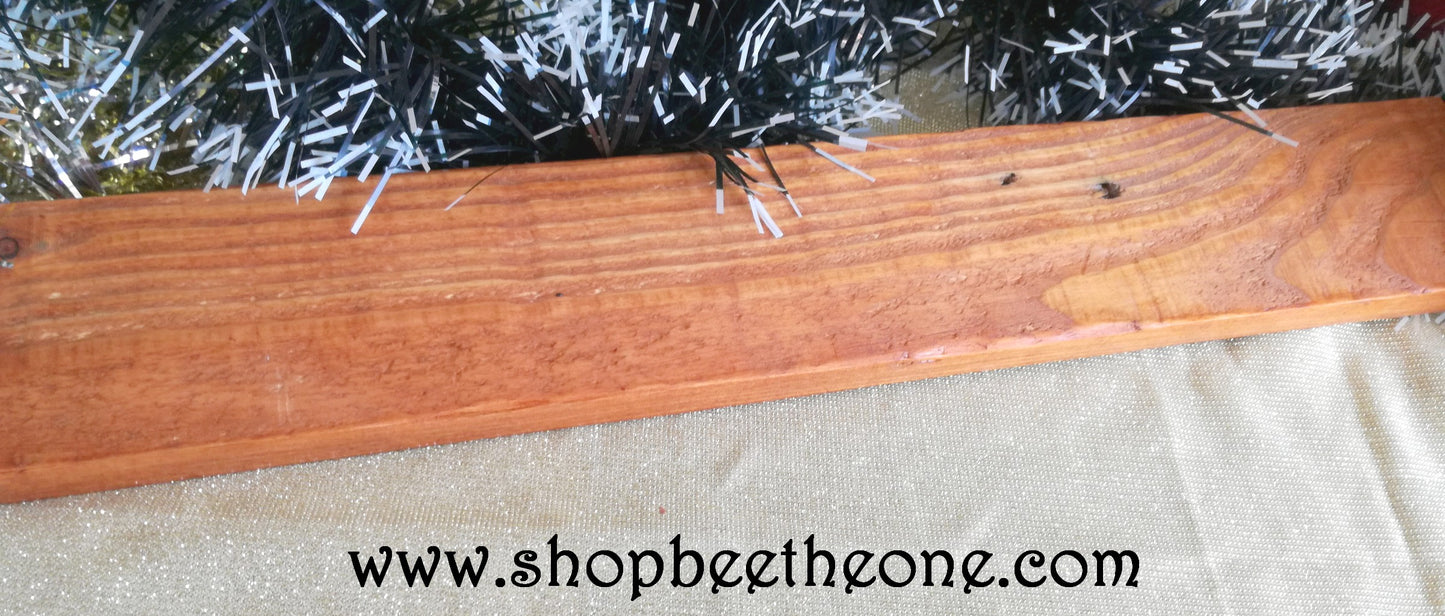 Grand panneau de bois pyrogravé "Merry Christmas" - Surcyclage/Upcycling - Marque Zambara