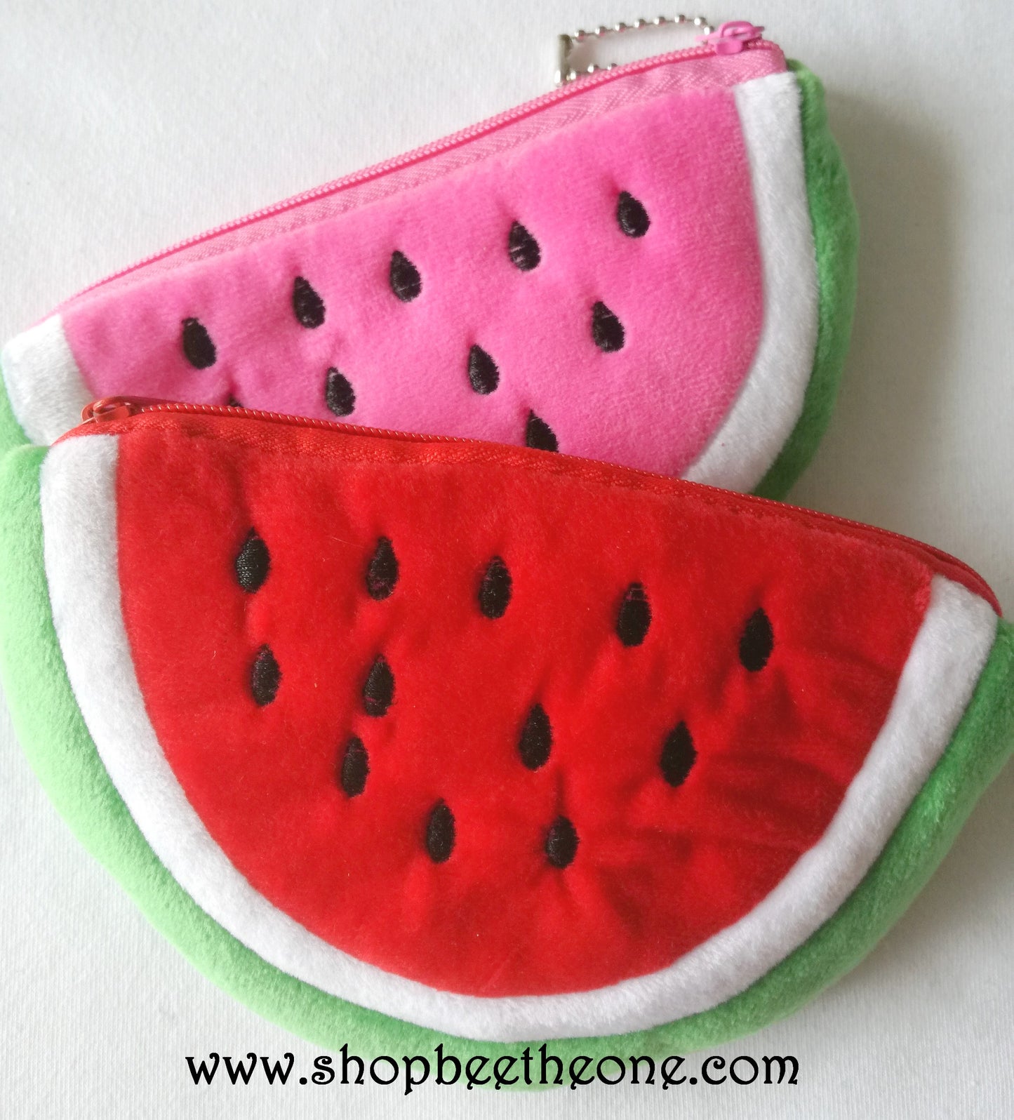 Porte-monnaie kawaii Demi Tranche de Pastèque en peluche - Rouge ou rose