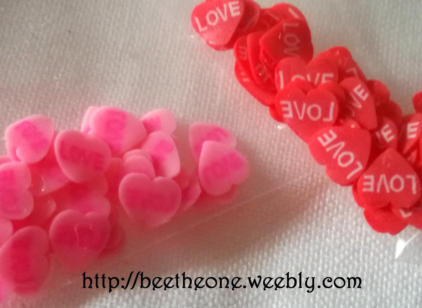 Lot de 10 Tranches de Cannes Bâton Fimo Pâte Polymère - Coeur Love (2 coloris disponibles)