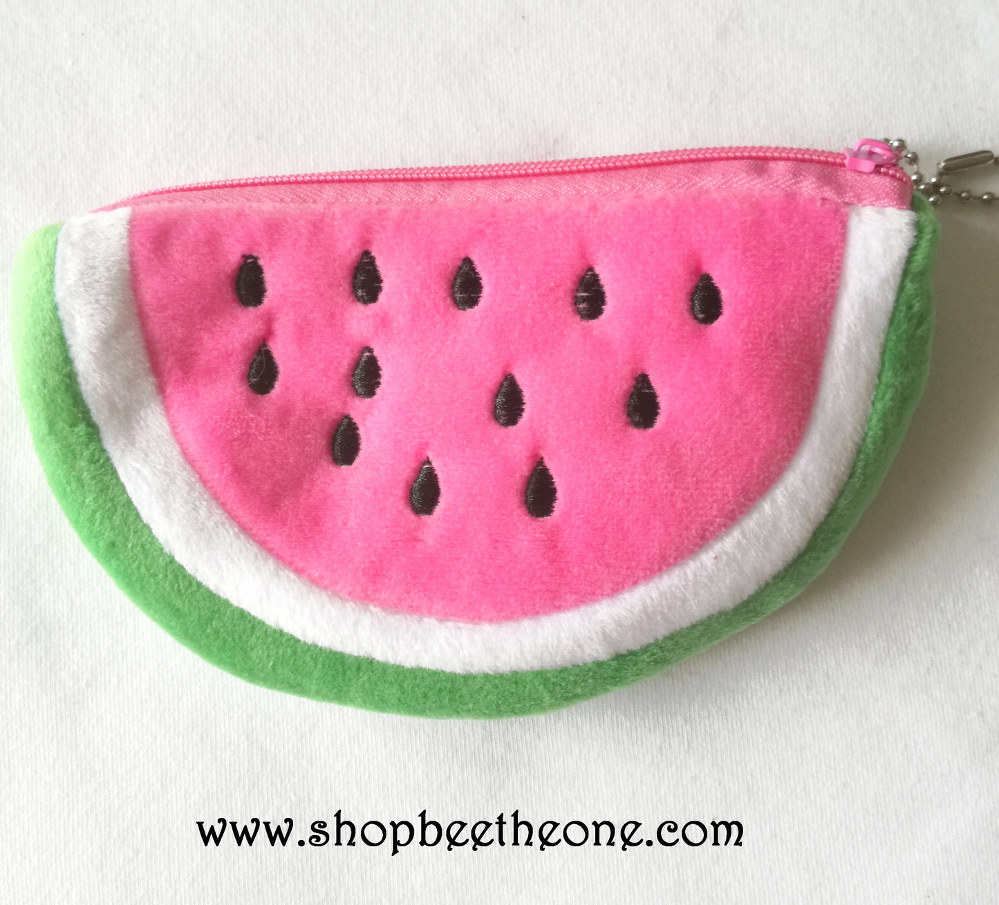 Porte-monnaie kawaii Demi Tranche de Pastèque en peluche - Rouge ou rose