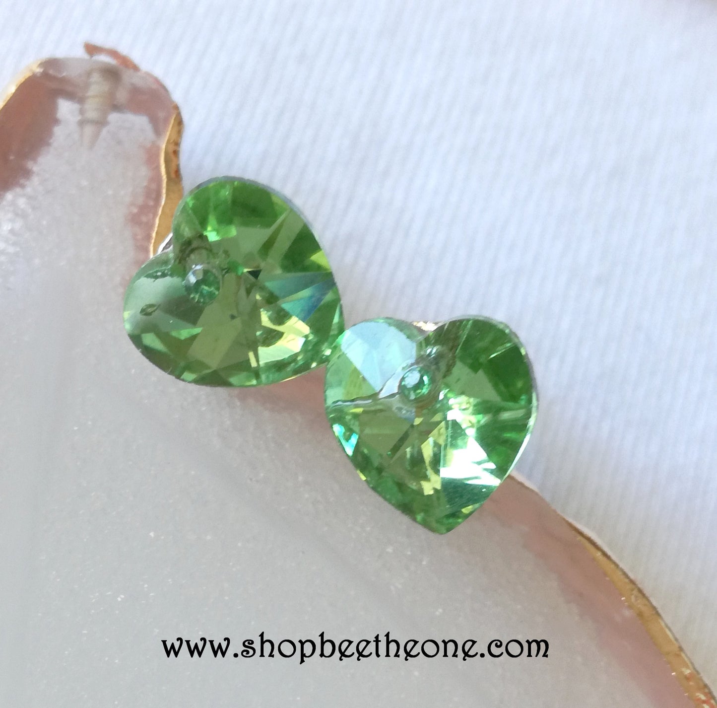 Mini Boucle d'oreilles puce Petit Coeur en Cristal - Rose, vert ou violet