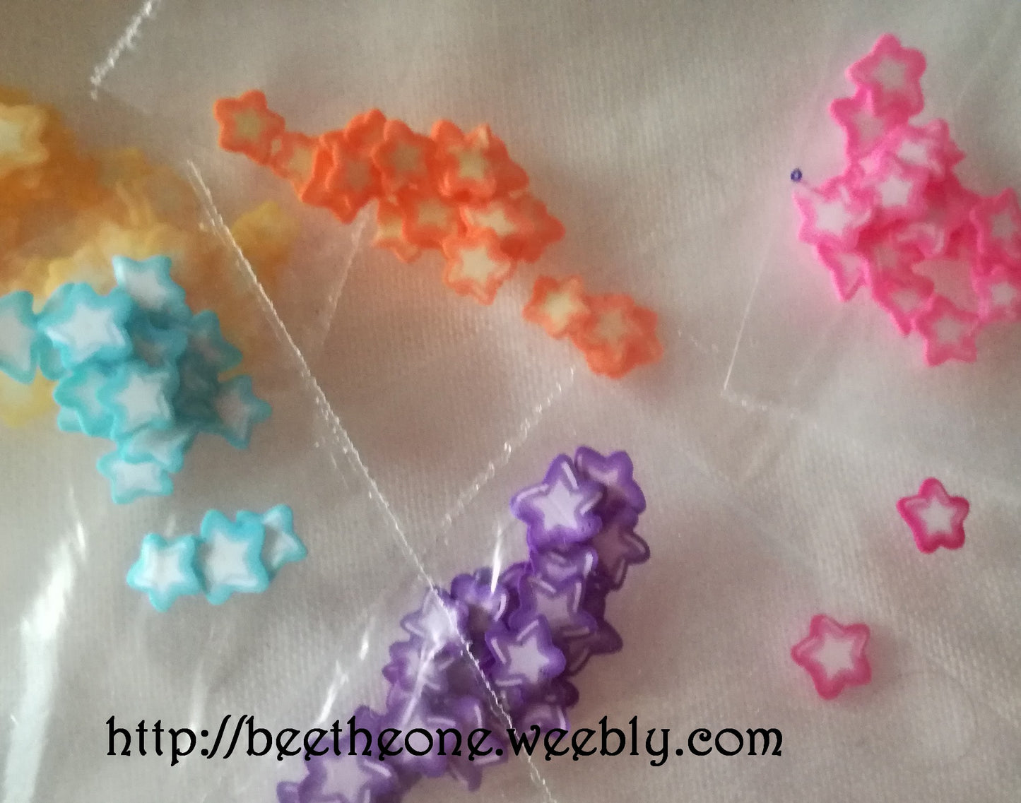 Lot de 10 Tranches de Cannes Bâton Fimo Pâte Polymère - Etoile bicolore striée de blanc (6 coloris disponibles)