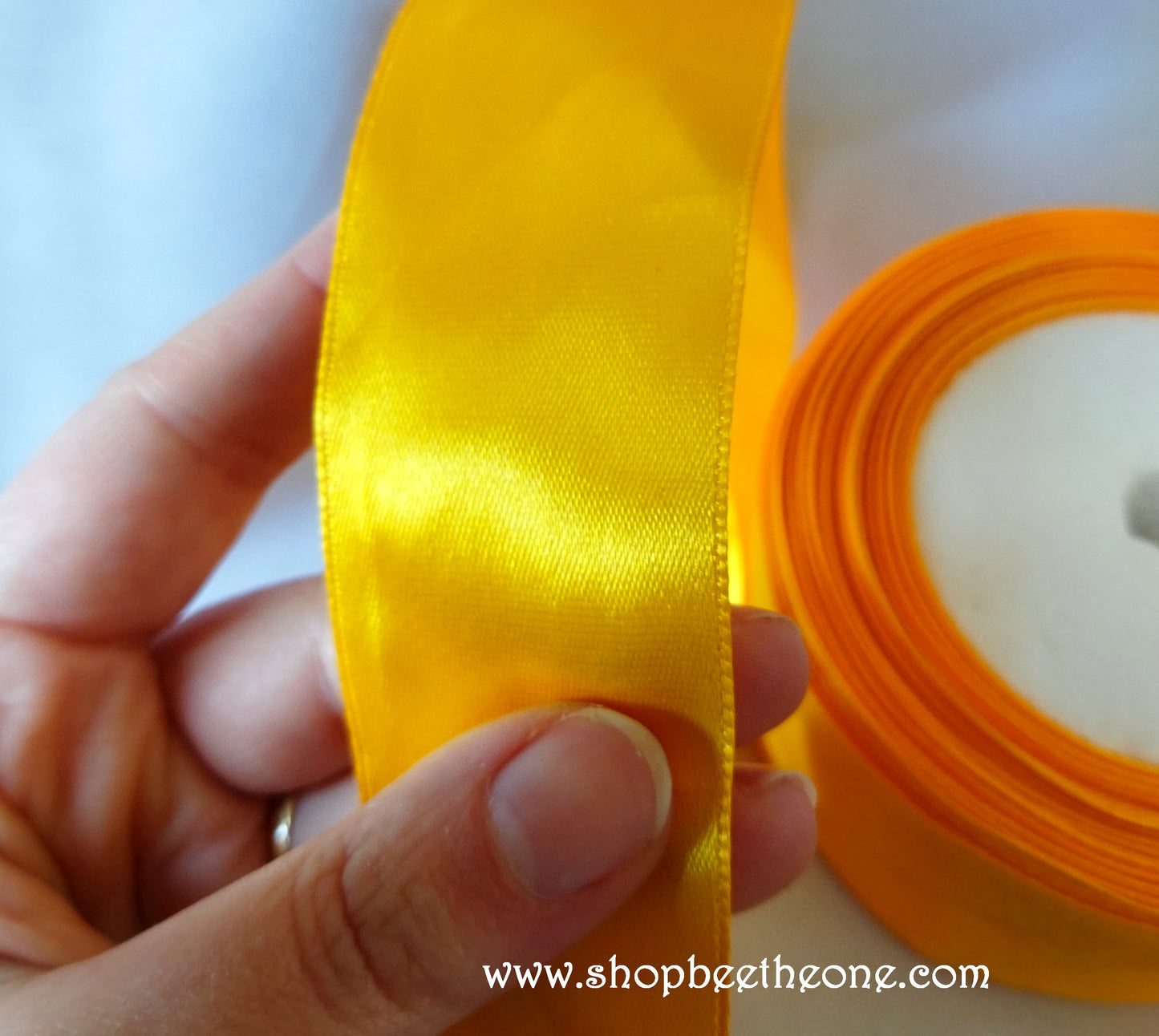 Ruban de satin - 38 mm x 1 m - Jaune foncé - simple face