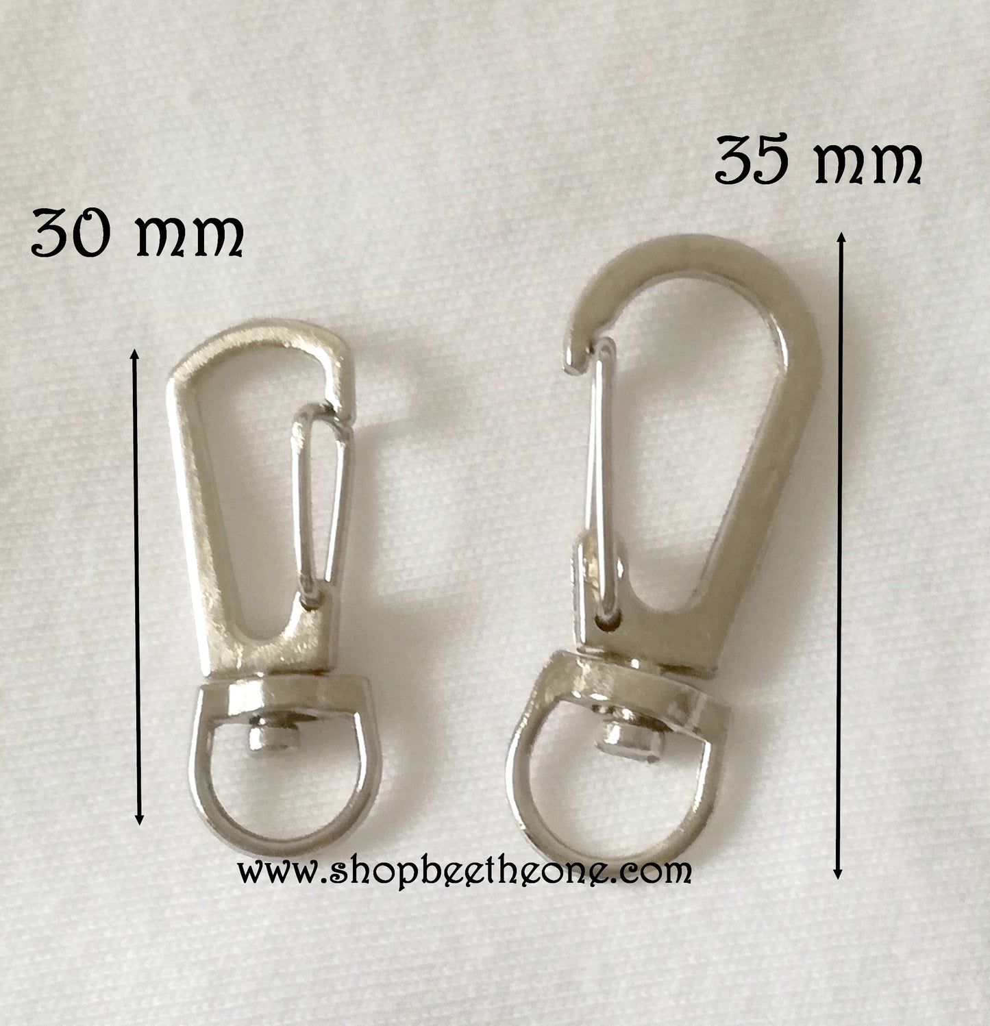 Attache Fermoir clip poussoir à pivot rotatif - pour porte-clé, sacs, décoration... - 2 tailles - Argenté