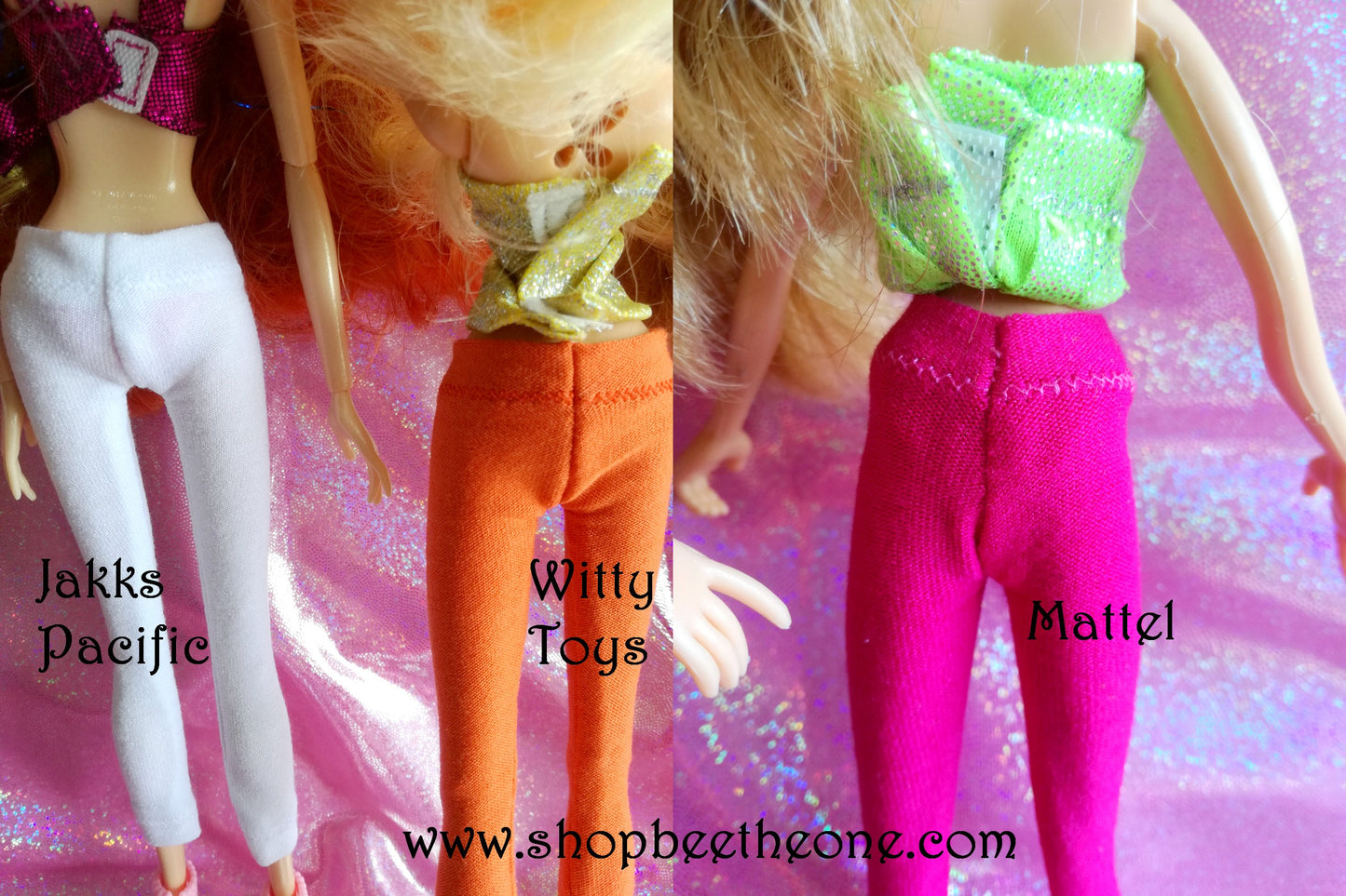 Pantalon collant leggings 7/8 pour poupées Winx Club (Witty Toys/Jakks Pacific et Mattel) - 9 coloris - Collection Basics - Marque Zambara