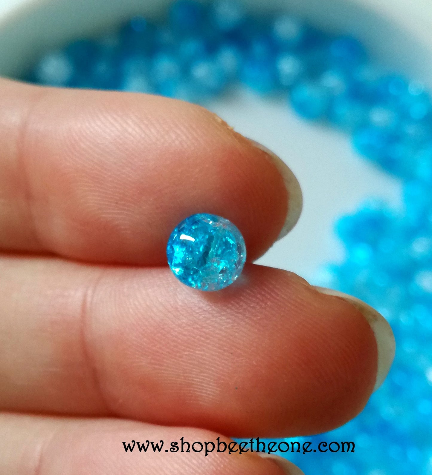 Perle ronde effet craquelé - 6 mm - Bleu/blanc