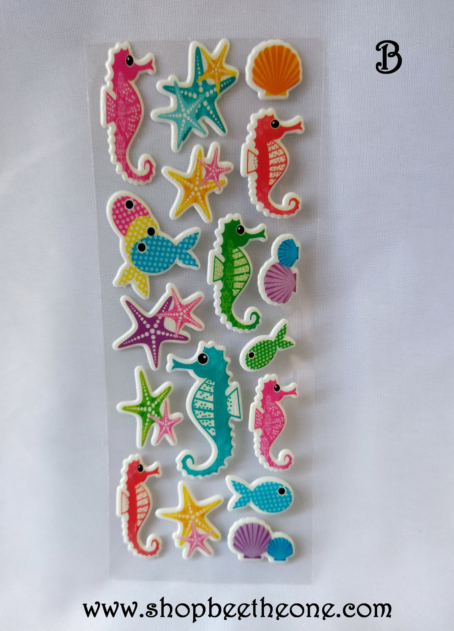 Planche de stickers autocollants en relief "Le Monde des Poissons" - 5 modèles