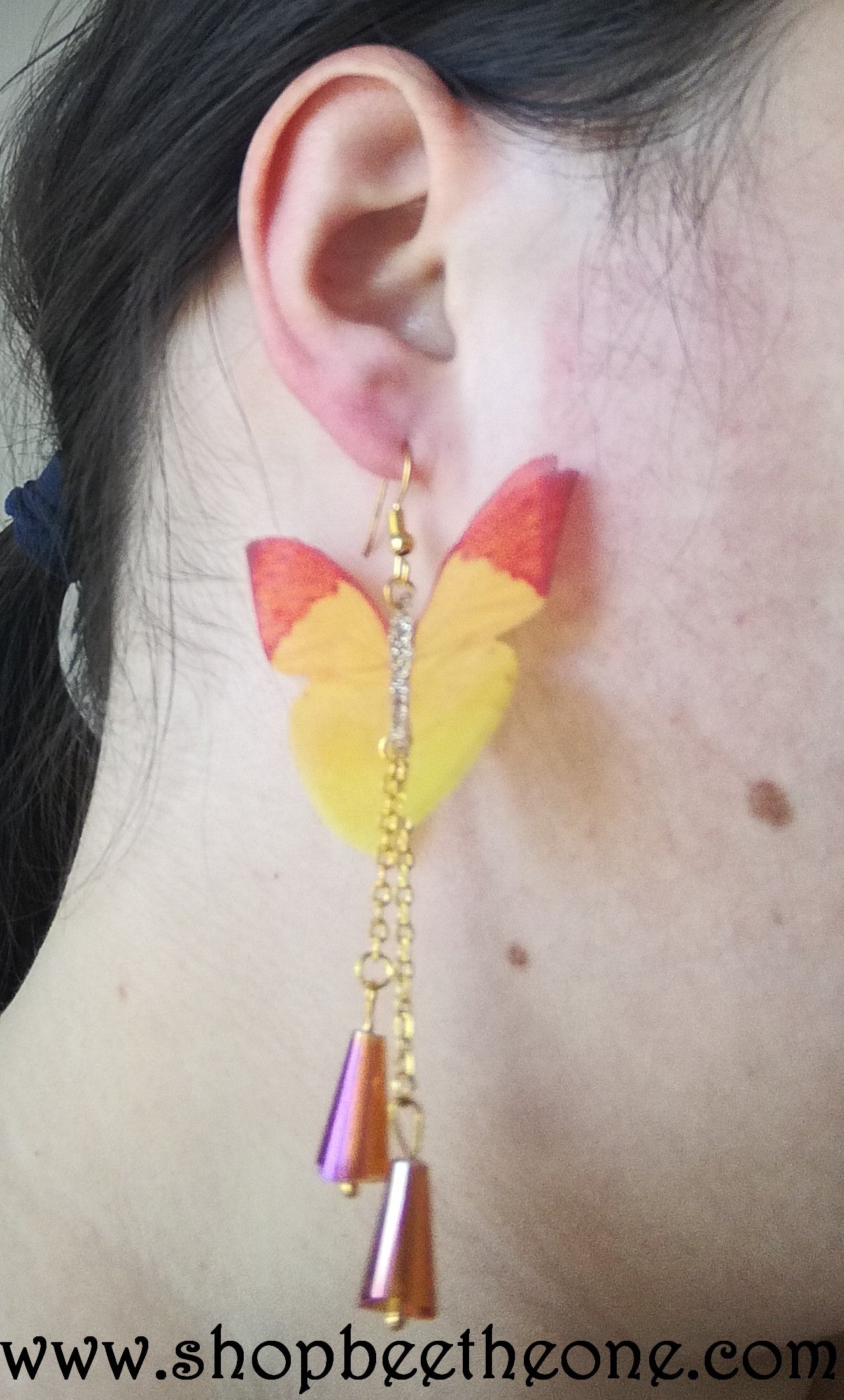 Boucles d'oreilles organza "Papillon orange"