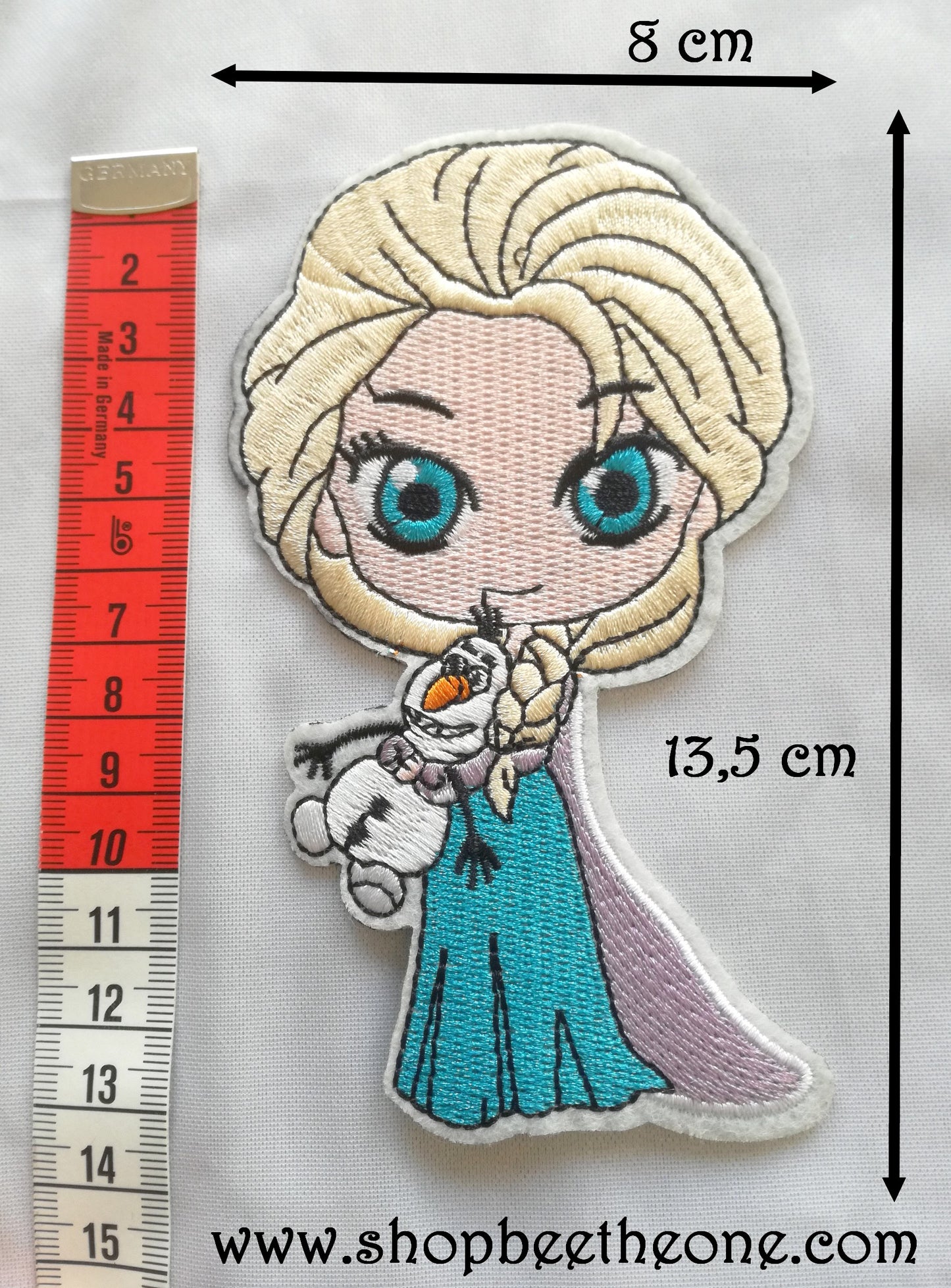 Grande applique écusson patch thermocollant La Reine des Neiges Chibi Elsa et peluche Olaf (à coudre ou repasser)