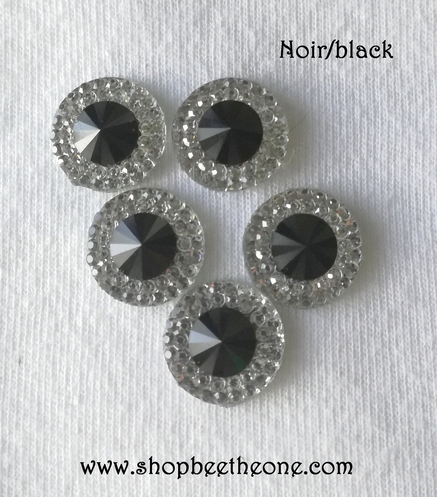 Cabochon rond strass avec pierre colorée - 10 mm ou 12 mm - 12 coloris
