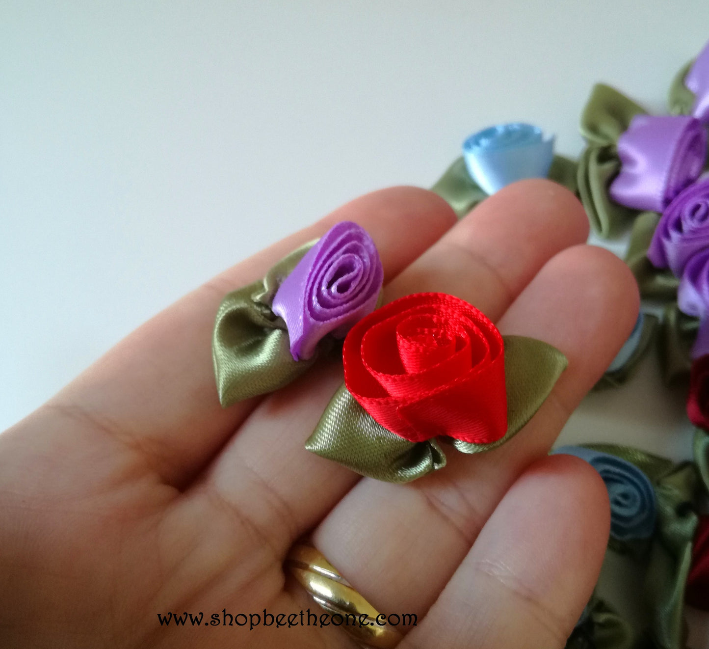 Applique fleur Rose en satin - 9 coloris