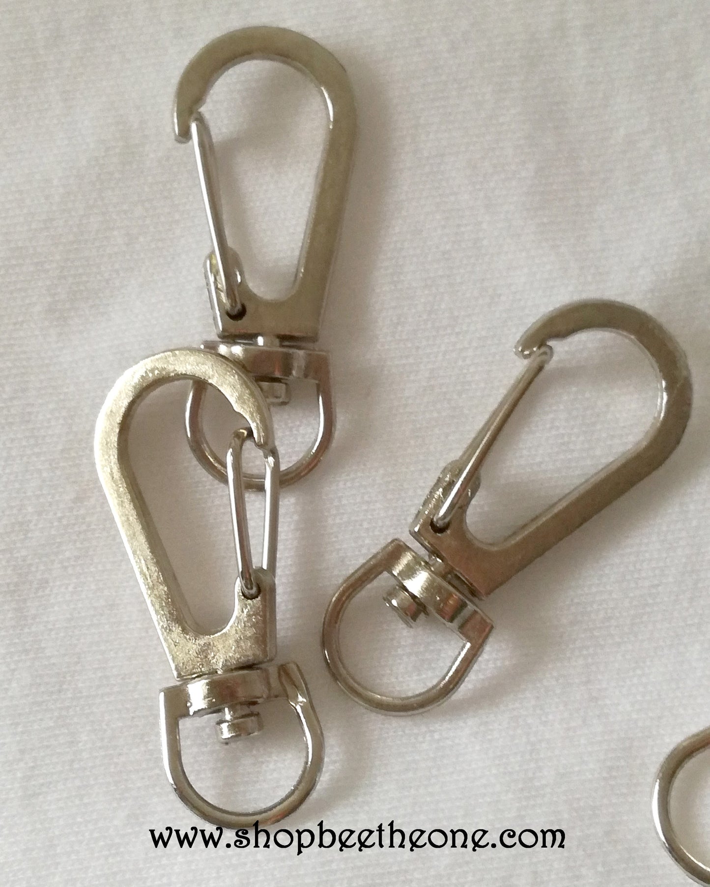 Attache Fermoir clip poussoir à pivot rotatif - pour porte-clé, sacs, décoration... - 2 tailles - Argenté