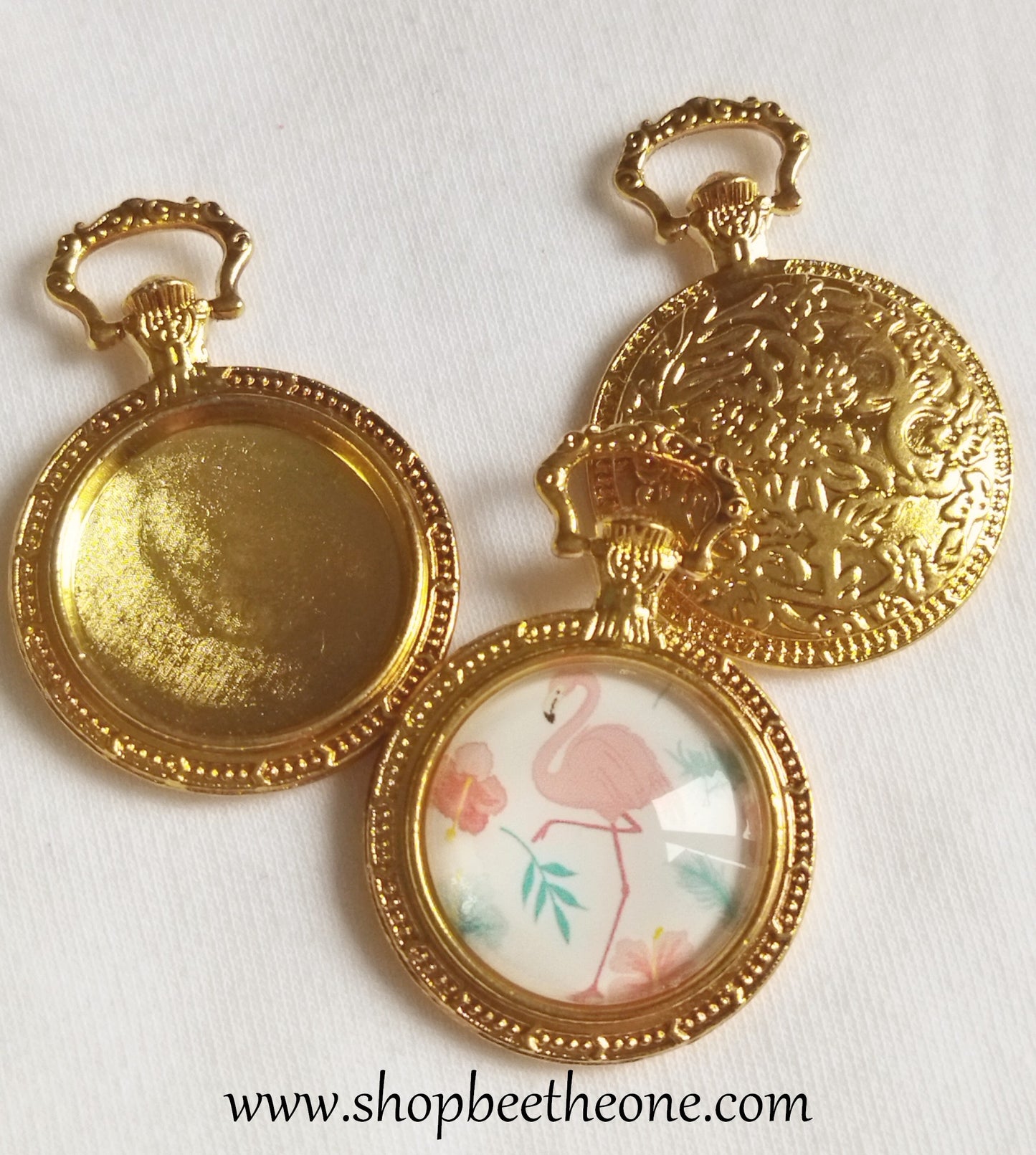 Support pour médaillon "Montre à gousset" - base pour cabochon 20 mm - doré
