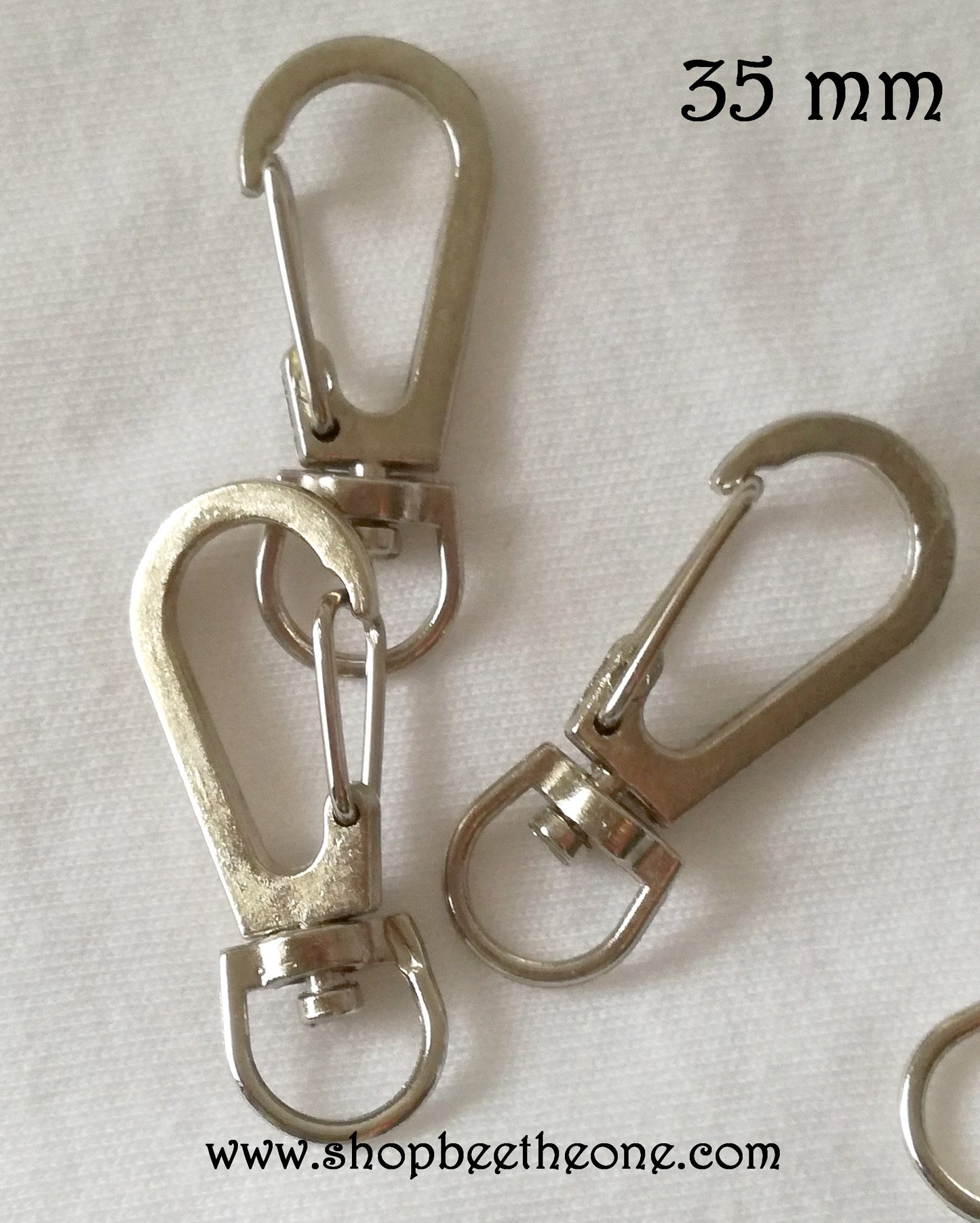 Attache Fermoir clip poussoir à pivot rotatif - pour porte-clé, sacs, décoration... - 2 tailles - Argenté