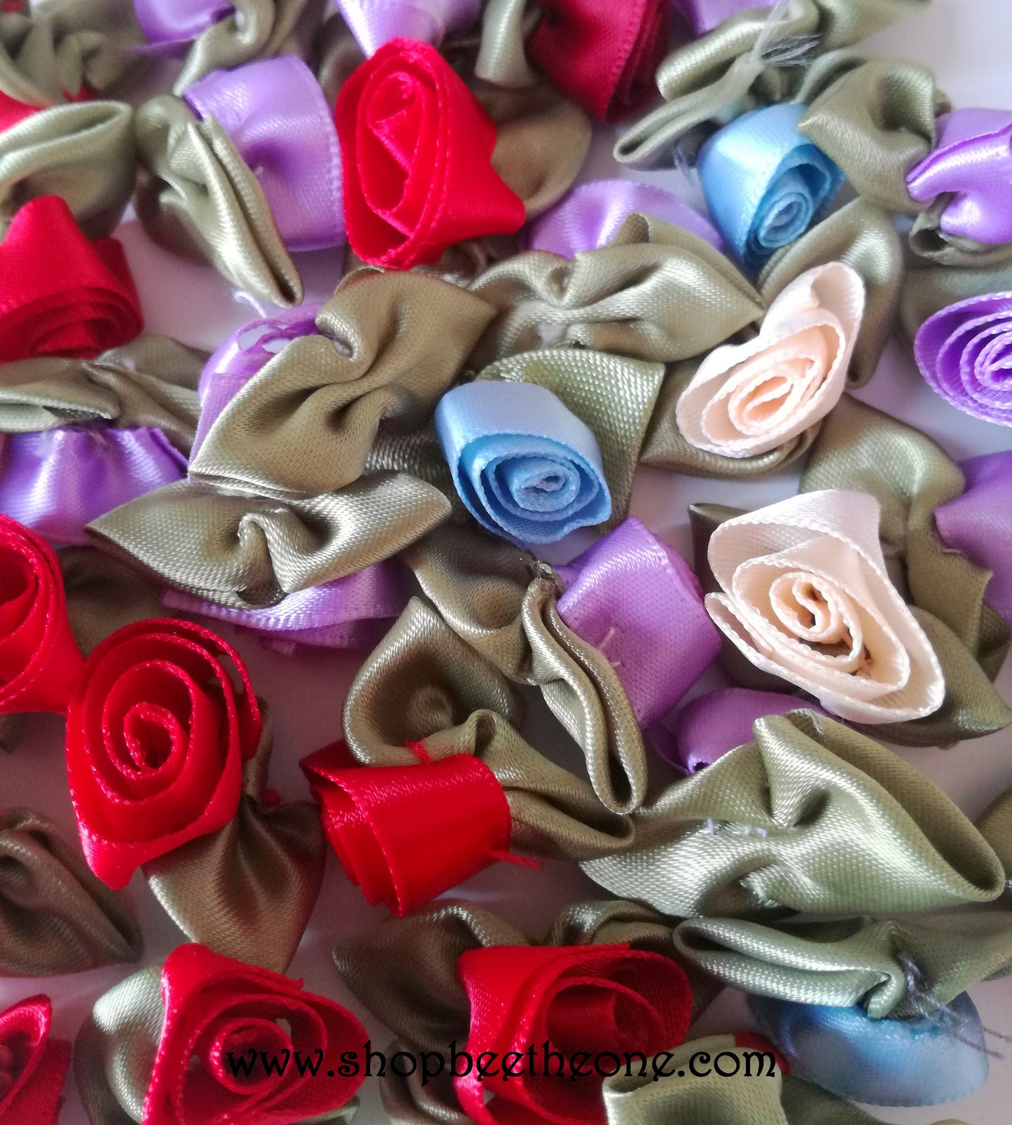 Applique fleur Rose en satin - 9 coloris