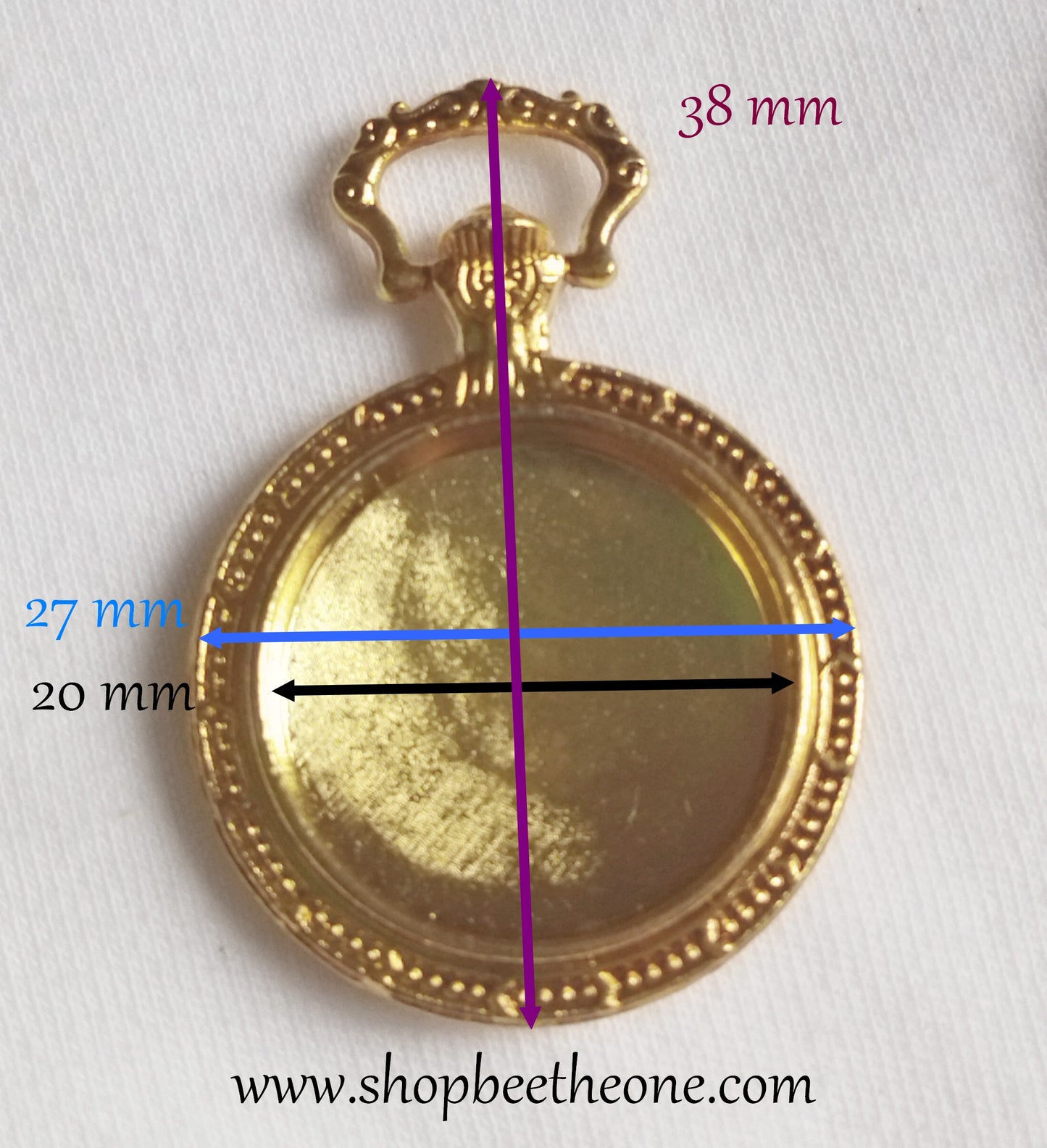 Support pour médaillon "Montre à gousset" - base pour cabochon 20 mm - doré