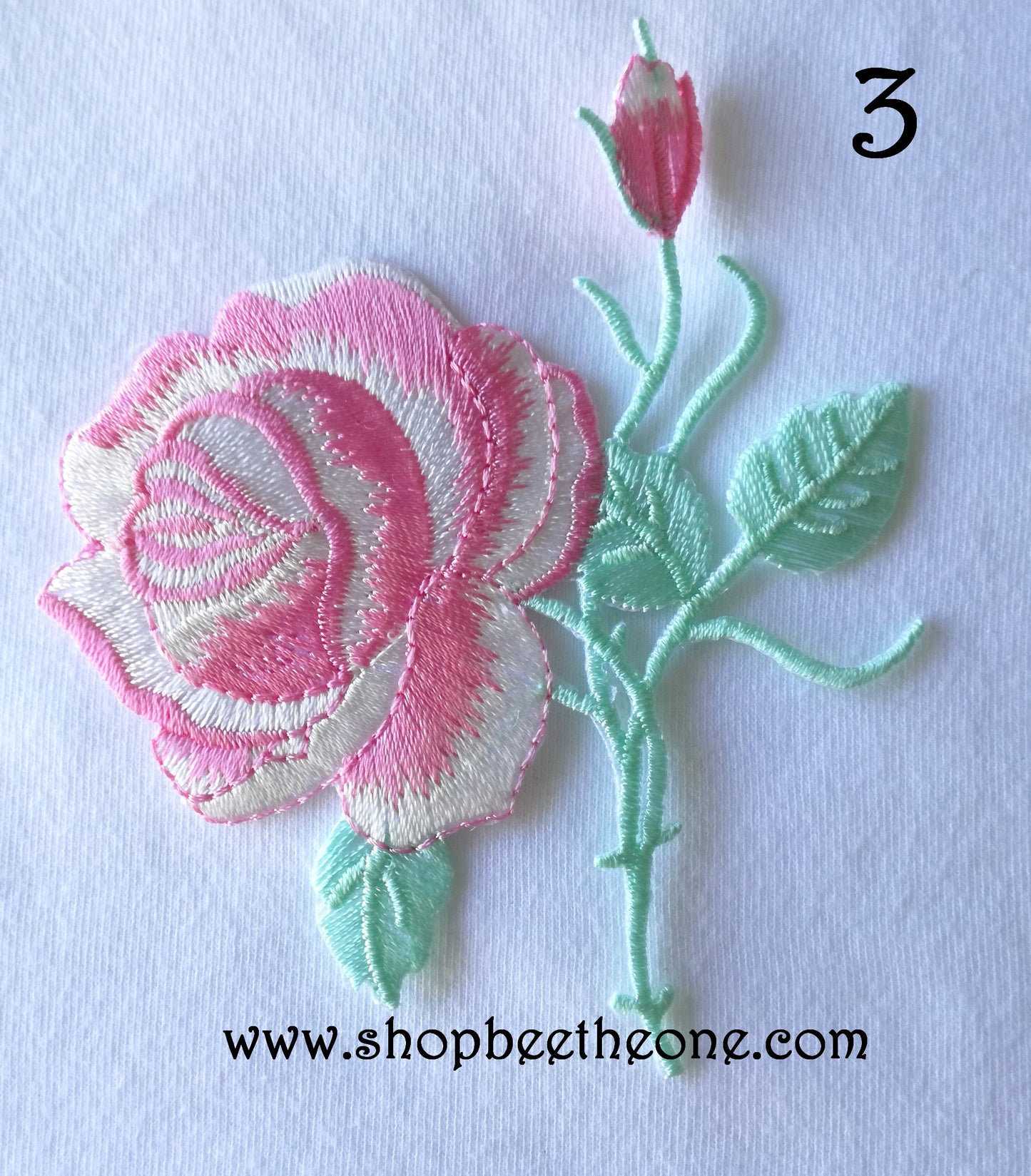 Applique écusson patch thermocollant fleur Grande Rose (à coudre ou repasser) - 11 coloris au choix