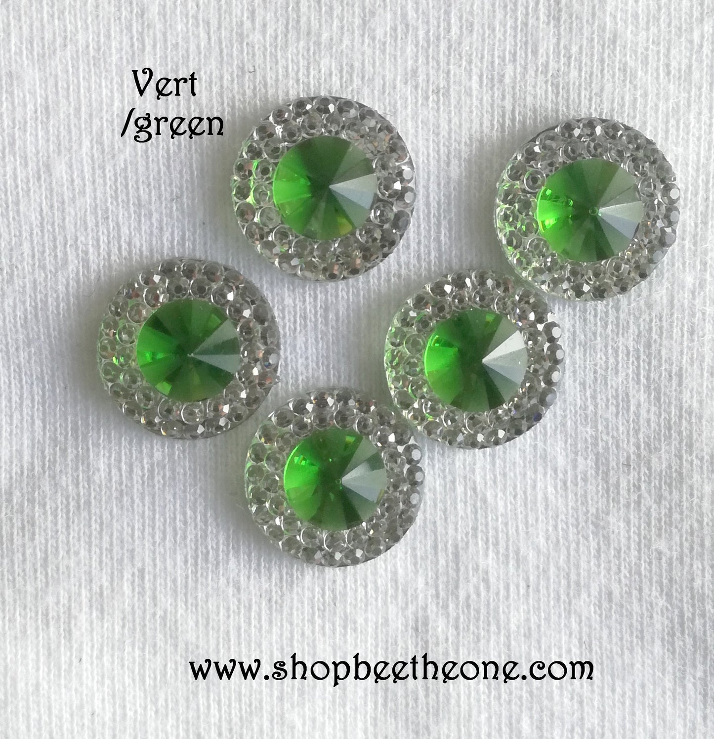 Cabochon rond strass avec pierre colorée - 10 mm ou 12 mm - 12 coloris
